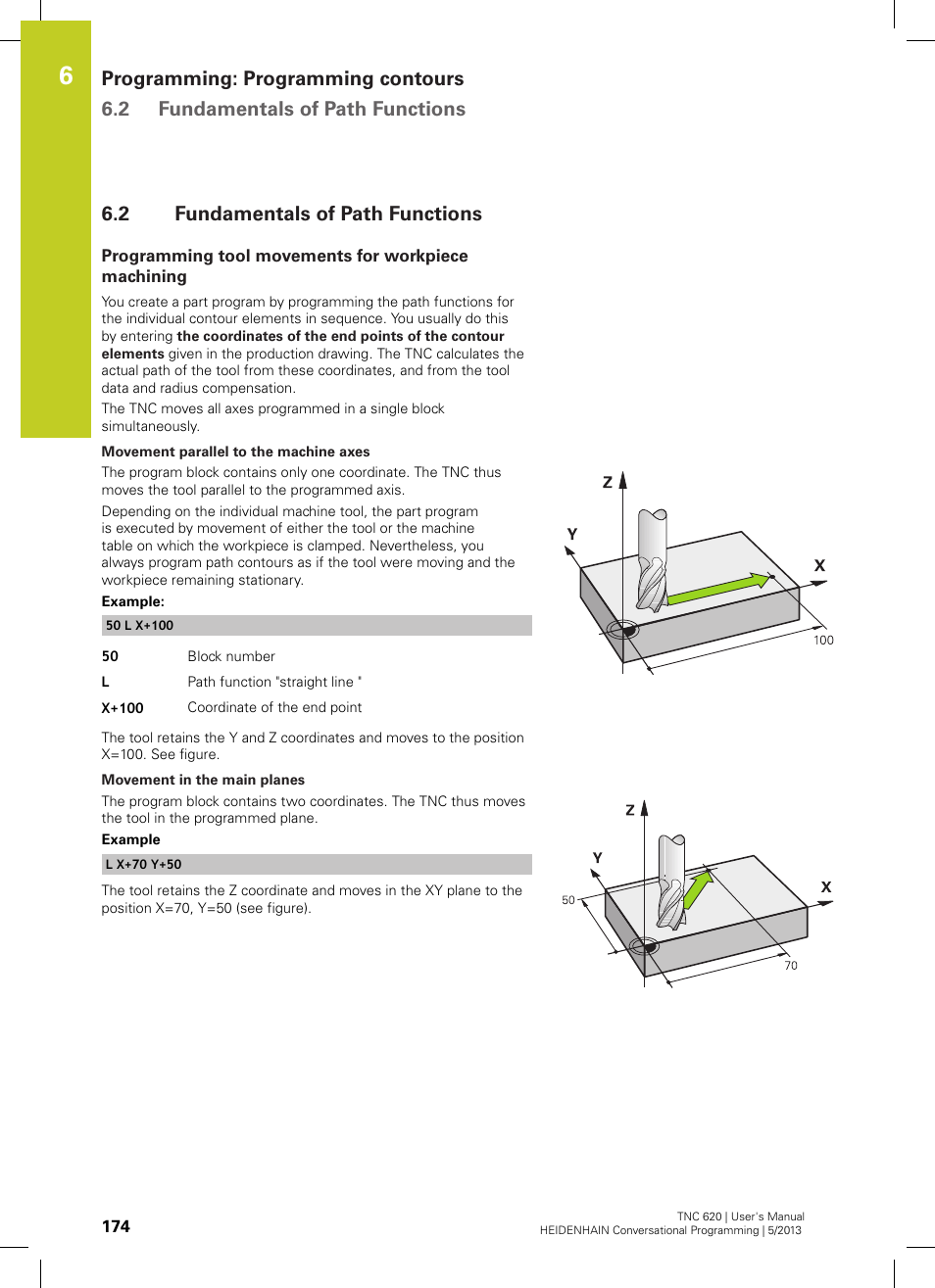 2 fundamentals of path functions, Programming tool movements for workpiece machining, Fundamentals of path functions | HEIDENHAIN TNC 620 (34056x-04) User Manual | Page 174 / 570