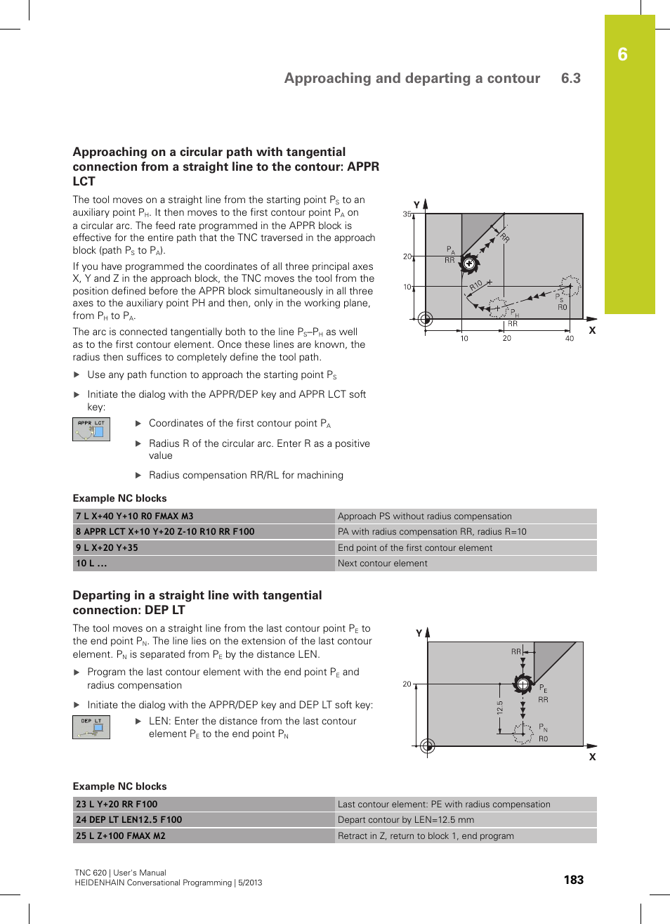 Approaching and departing a contour 6.3 | HEIDENHAIN TNC 620 (34056x-04) User Manual | Page 183 / 570
