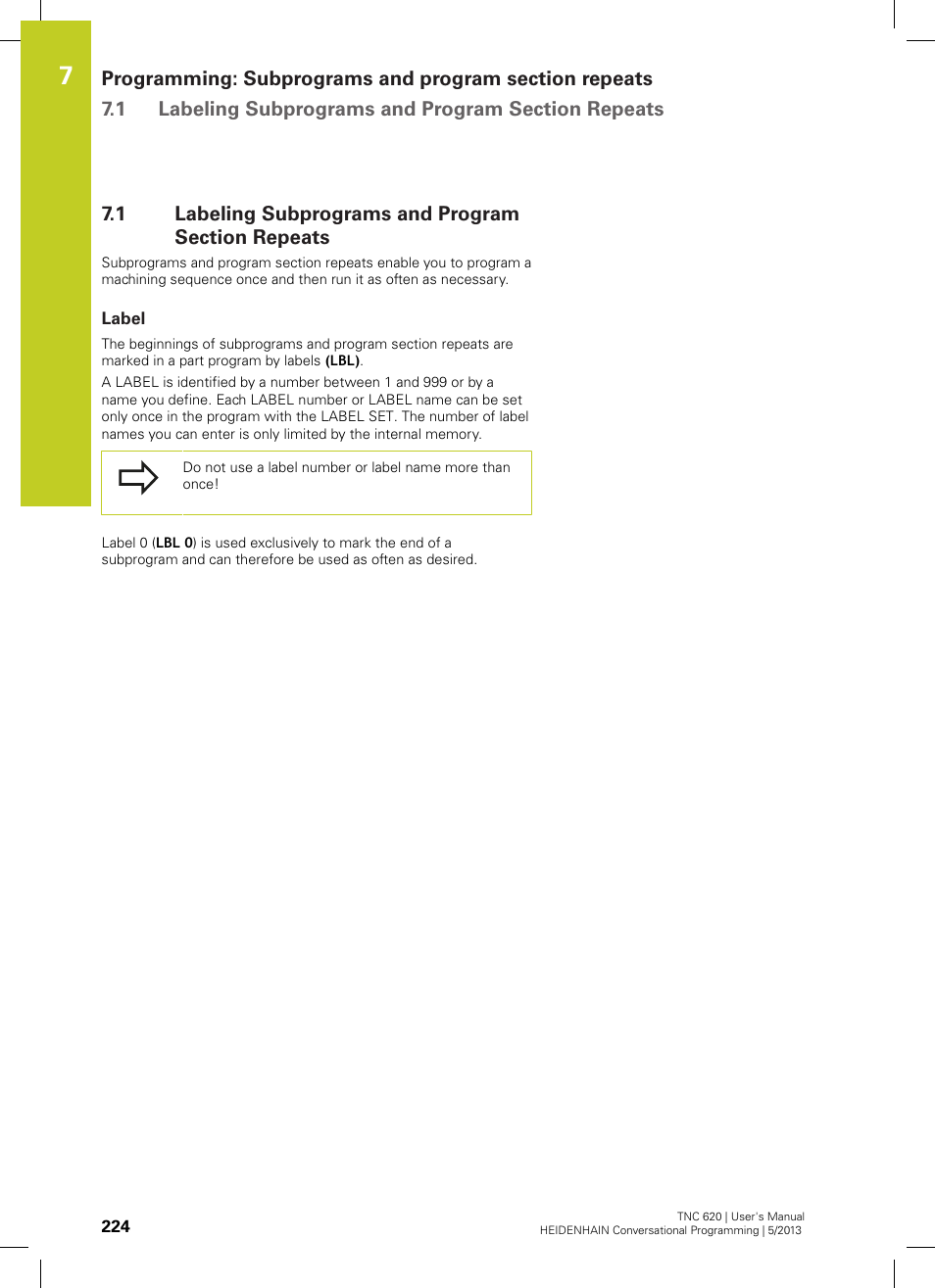 1 labeling subprograms and program section repeats, Label, Labeling subprograms and program section repeats | HEIDENHAIN TNC 620 (34056x-04) User Manual | Page 224 / 570