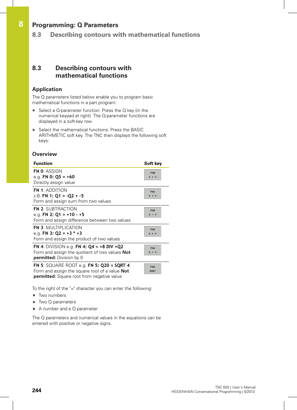 3 describing contours with mathematical functions, Application, Overview | Describing contours with mathematical functions | HEIDENHAIN TNC 620 (34056x-04) User Manual | Page 244 / 570