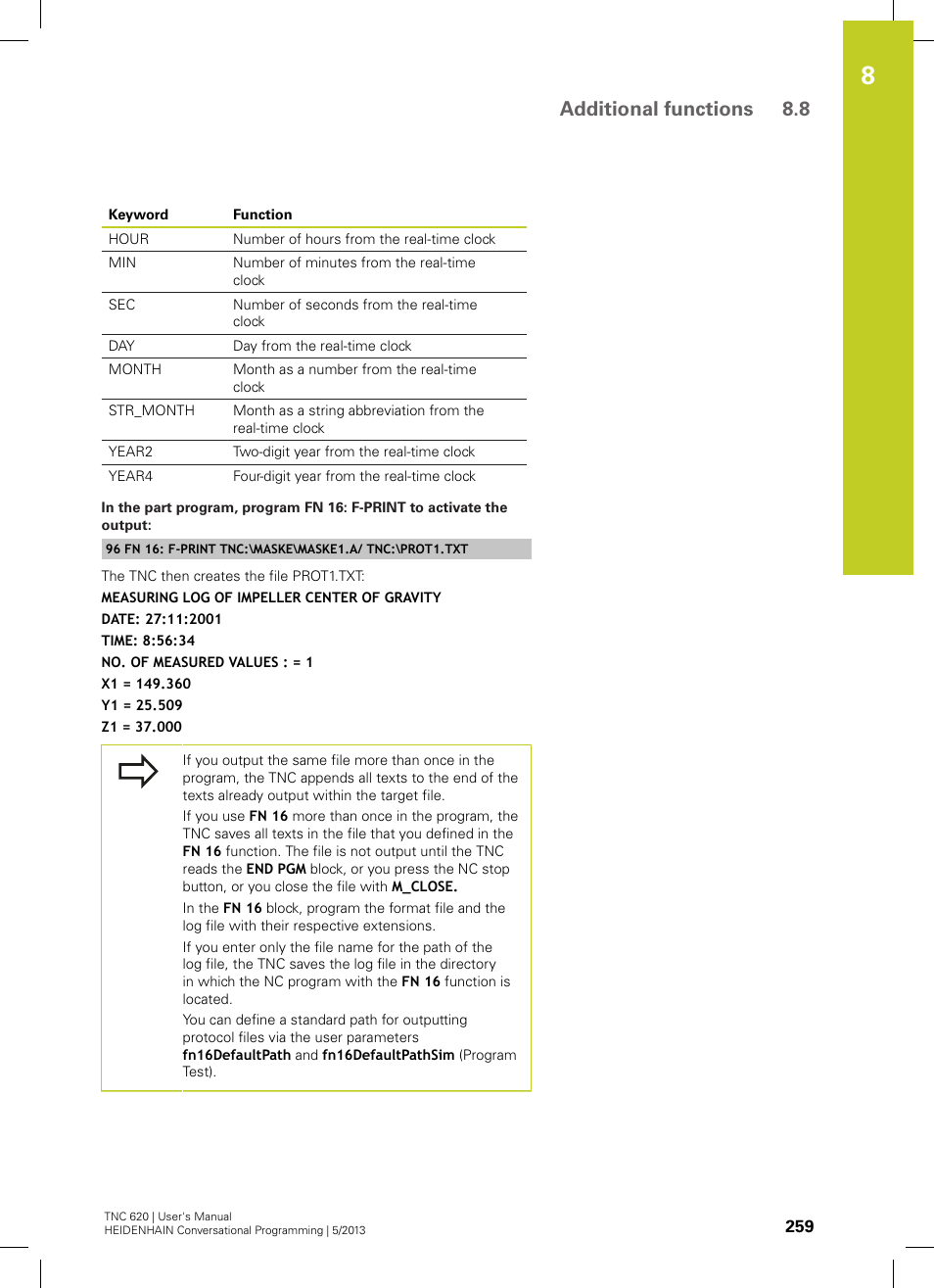 Additional functions 8.8 | HEIDENHAIN TNC 620 (34056x-04) User Manual | Page 259 / 570