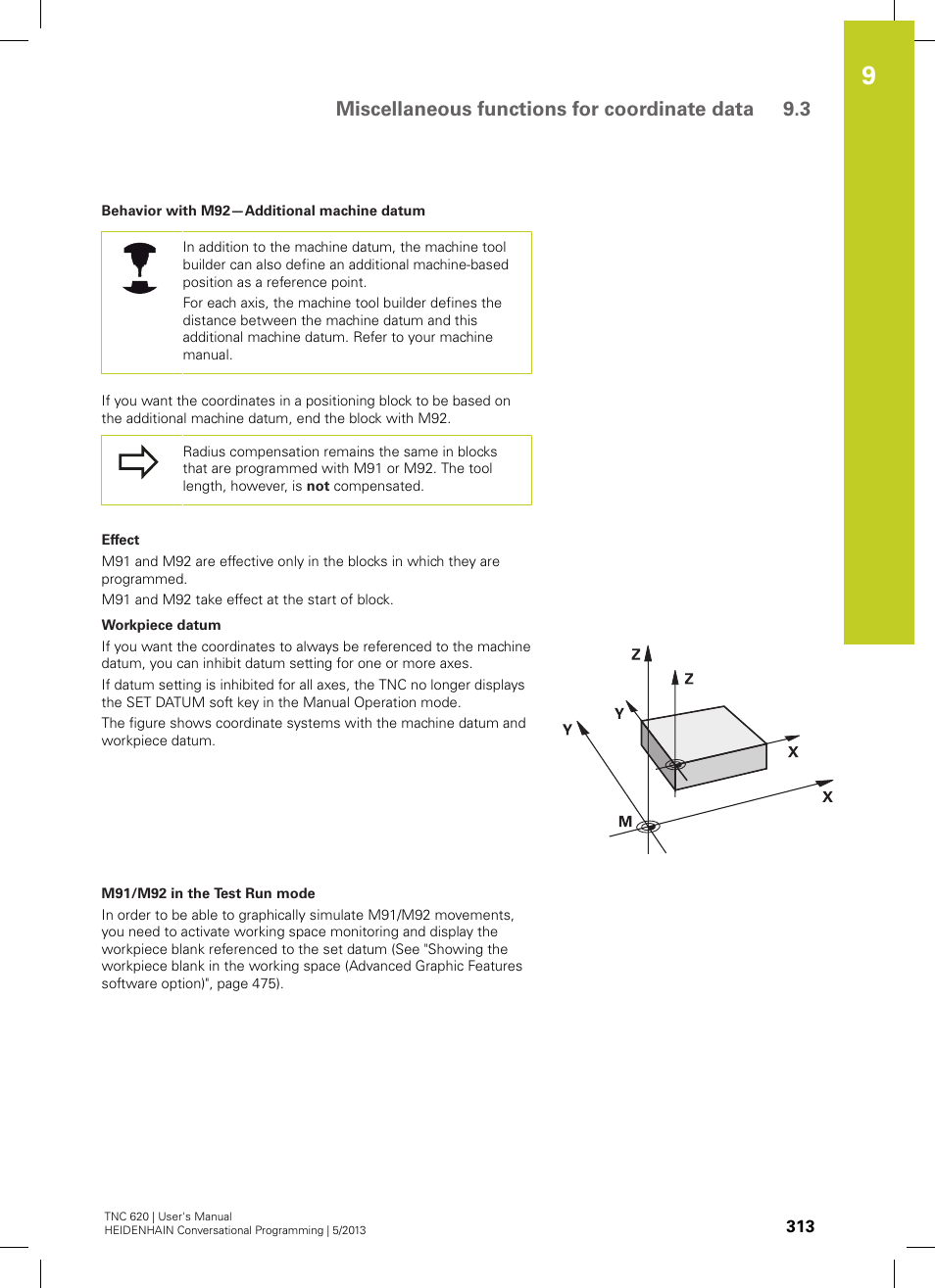 Miscellaneous functions for coordinate data 9.3 | HEIDENHAIN TNC 620 (34056x-04) User Manual | Page 313 / 570