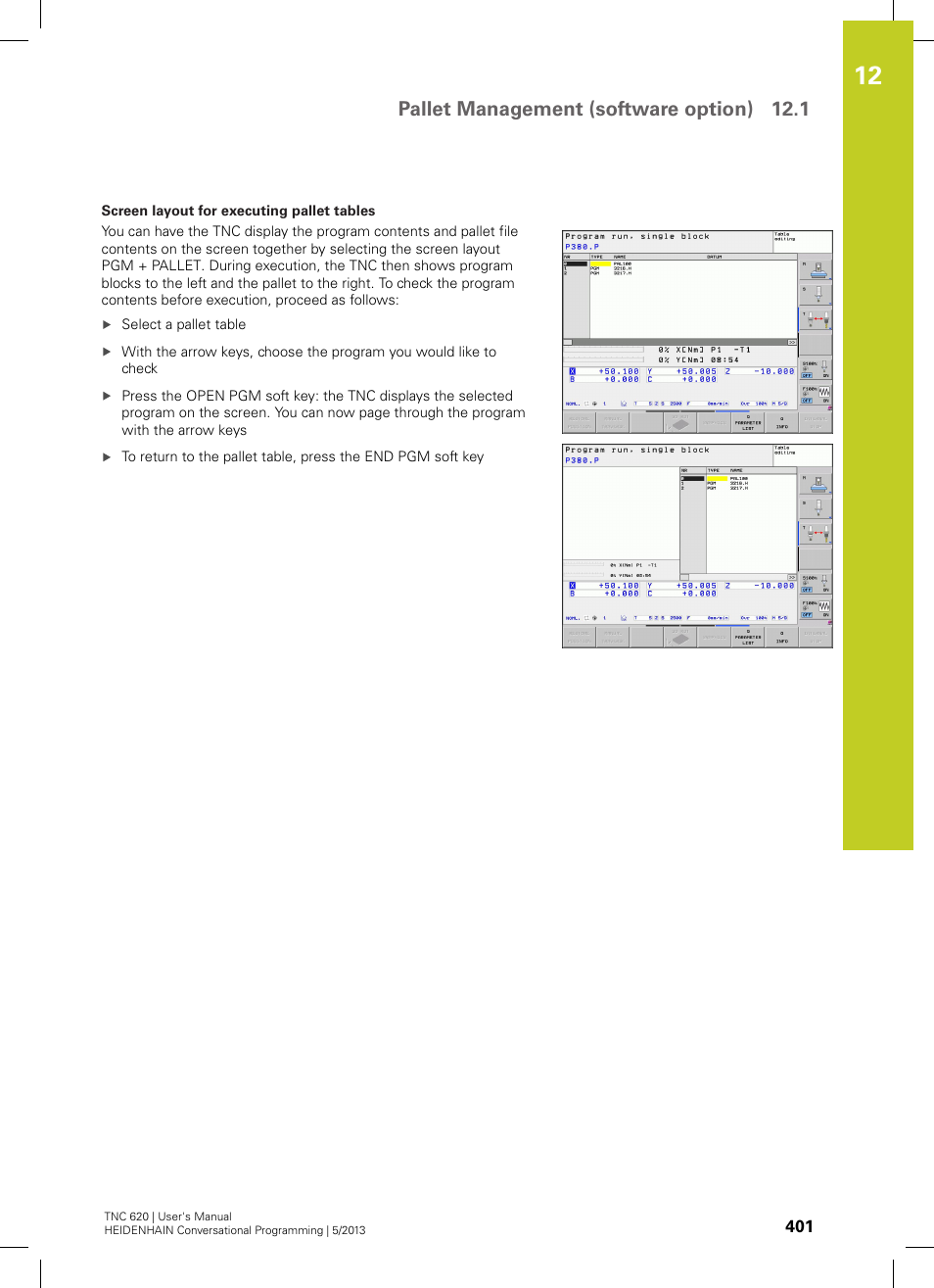 Pallet management (software option) 12.1 | HEIDENHAIN TNC 620 (34056x-04) User Manual | Page 401 / 570