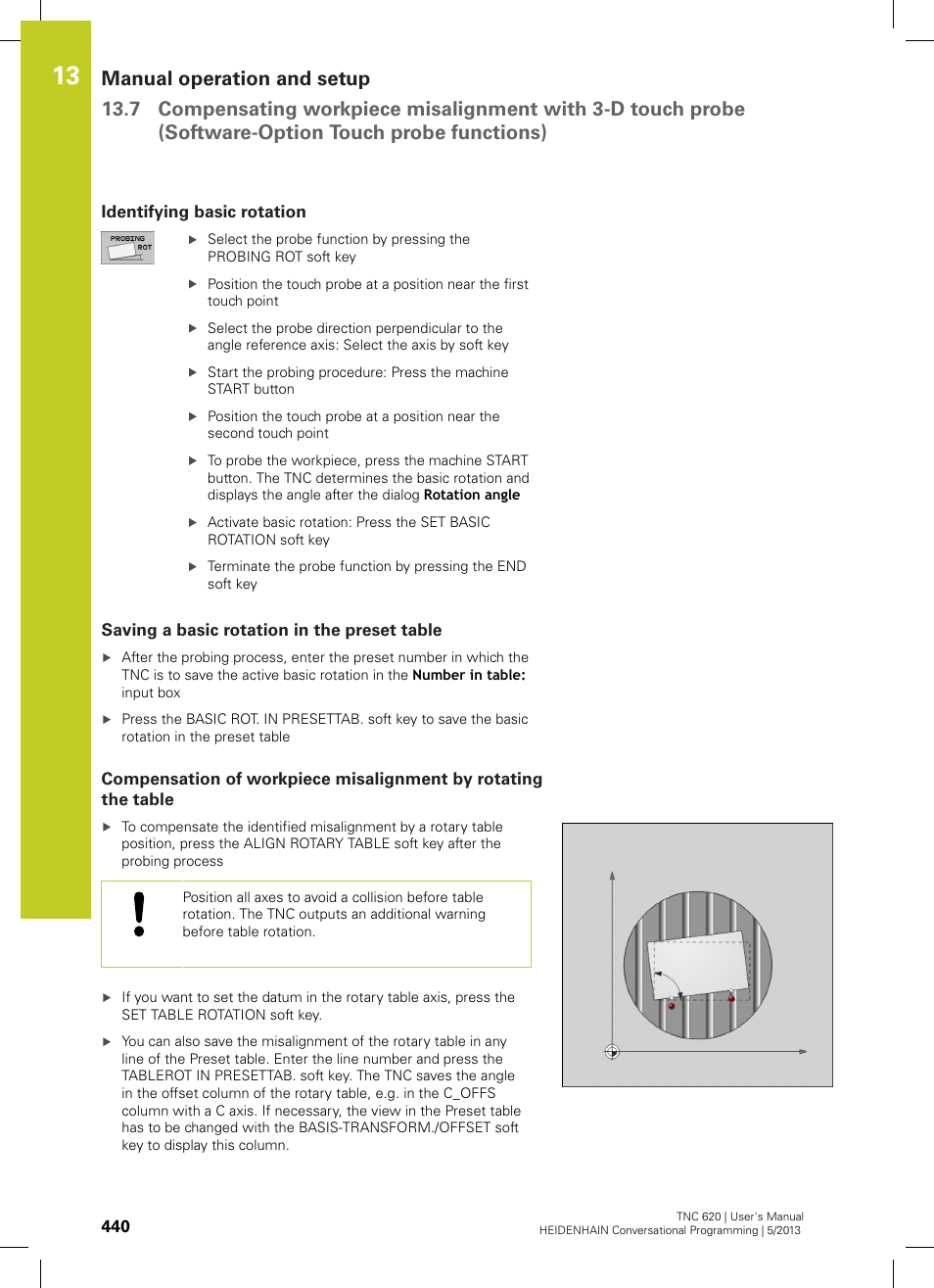 Identifying basic rotation, Saving a basic rotation in the preset table | HEIDENHAIN TNC 620 (34056x-04) User Manual | Page 440 / 570