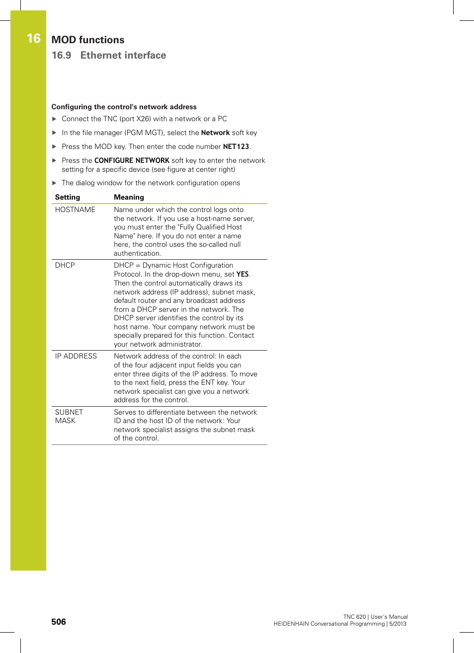 Mod functions 16.9 ethernet interface | HEIDENHAIN TNC 620 (34056x-04) User Manual | Page 506 / 570