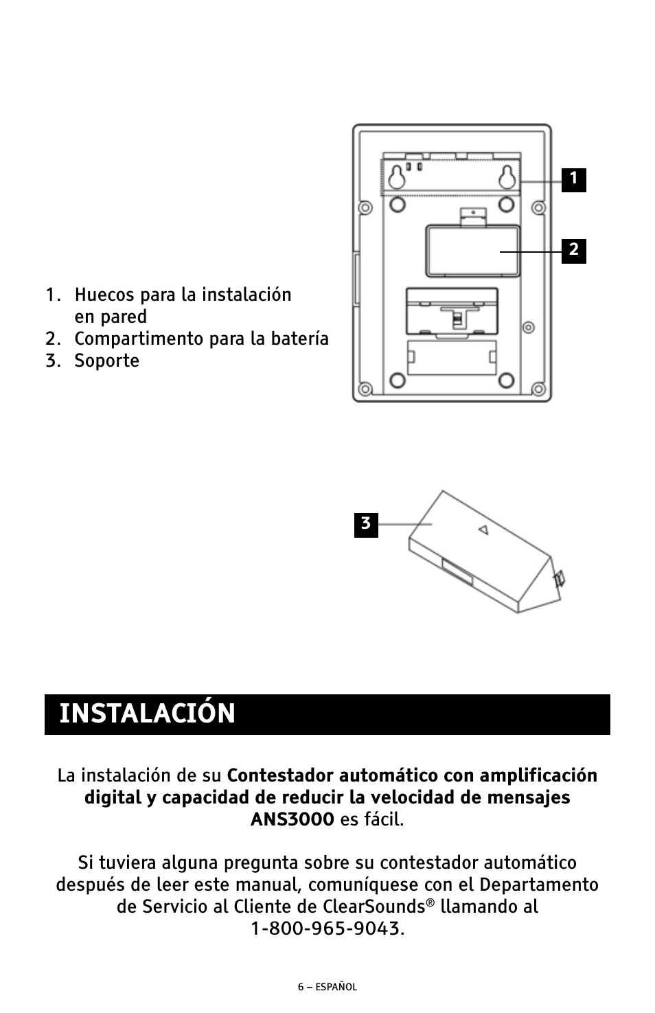 Instalación | ClearSounds ANS3000 User Manual | Page 25 / 57