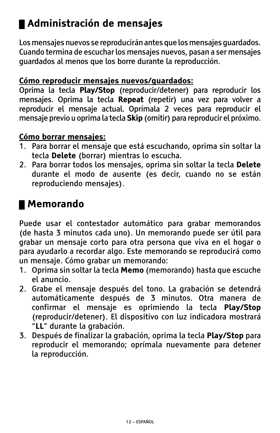 Administración de mensajes | ClearSounds ANS3000 User Manual | Page 31 / 57