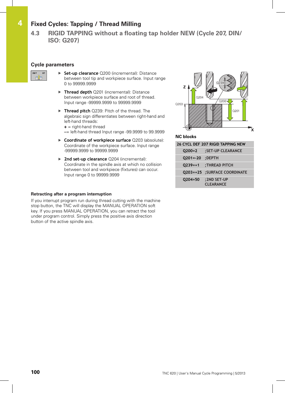 Cycle parameters, Retracting after a program interruption | HEIDENHAIN TNC 620 (34056x-04) Cycle programming User Manual | Page 100 / 468