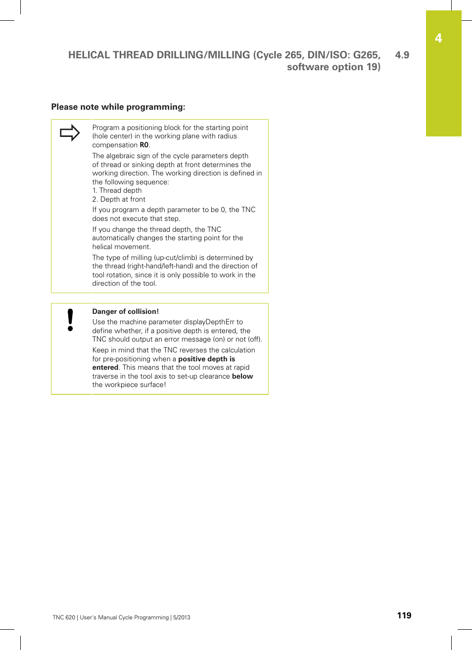 Please note while programming | HEIDENHAIN TNC 620 (34056x-04) Cycle programming User Manual | Page 119 / 468