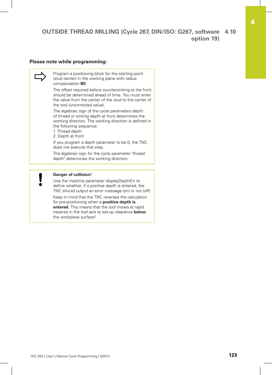 Please note while programming | HEIDENHAIN TNC 620 (34056x-04) Cycle programming User Manual | Page 123 / 468