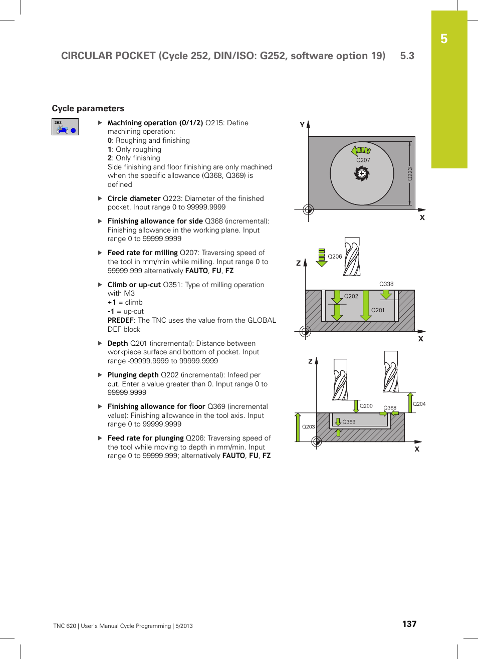Cycle parameters | HEIDENHAIN TNC 620 (34056x-04) Cycle programming User Manual | Page 137 / 468