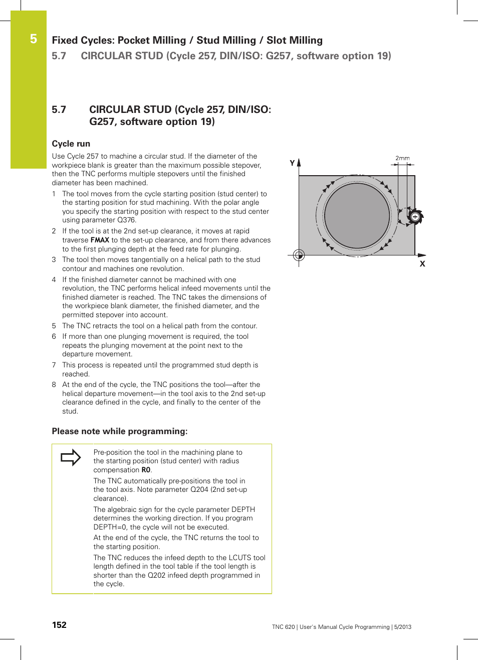 Cycle run, Please note while programming | HEIDENHAIN TNC 620 (34056x-04) Cycle programming User Manual | Page 152 / 468