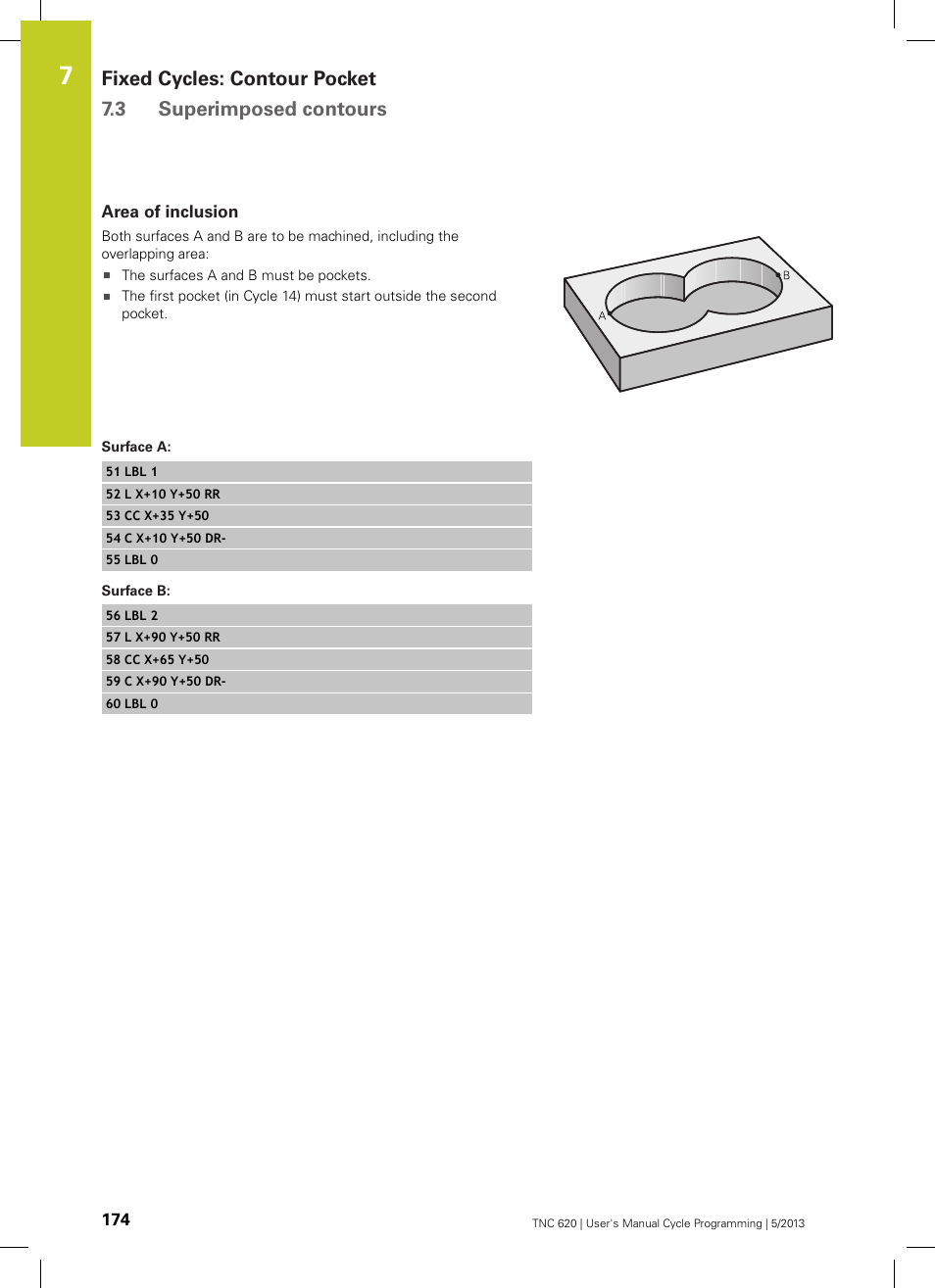 Area of inclusion, Surface a, Surface b | HEIDENHAIN TNC 620 (34056x-04) Cycle programming User Manual | Page 174 / 468