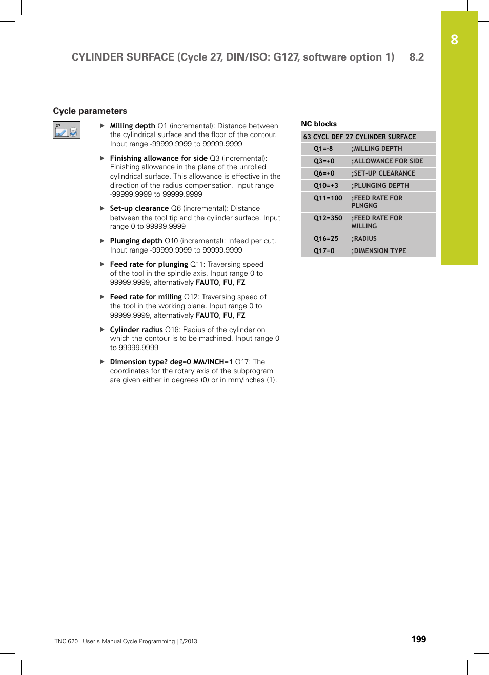 Cycle parameters | HEIDENHAIN TNC 620 (34056x-04) Cycle programming User Manual | Page 199 / 468