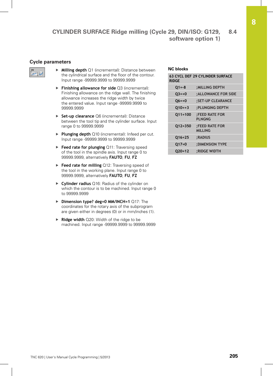 Cycle parameters | HEIDENHAIN TNC 620 (34056x-04) Cycle programming User Manual | Page 205 / 468