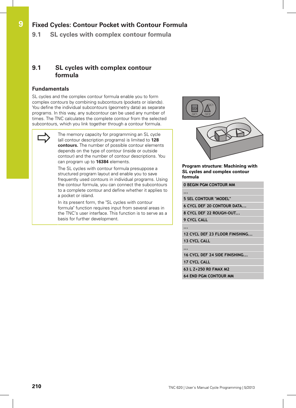 1 sl cycles with complex contour formula, Fundamentals, Sl cycles with complex contour formula | HEIDENHAIN TNC 620 (34056x-04) Cycle programming User Manual | Page 210 / 468