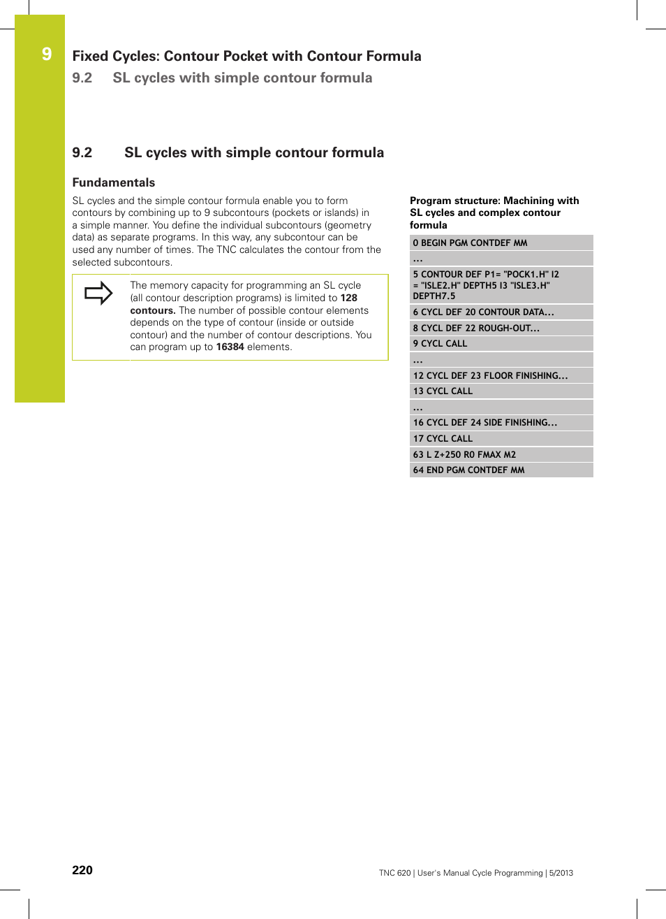 2 sl cycles with simple contour formula, Fundamentals, Sl cycles with simple contour formula | HEIDENHAIN TNC 620 (34056x-04) Cycle programming User Manual | Page 220 / 468