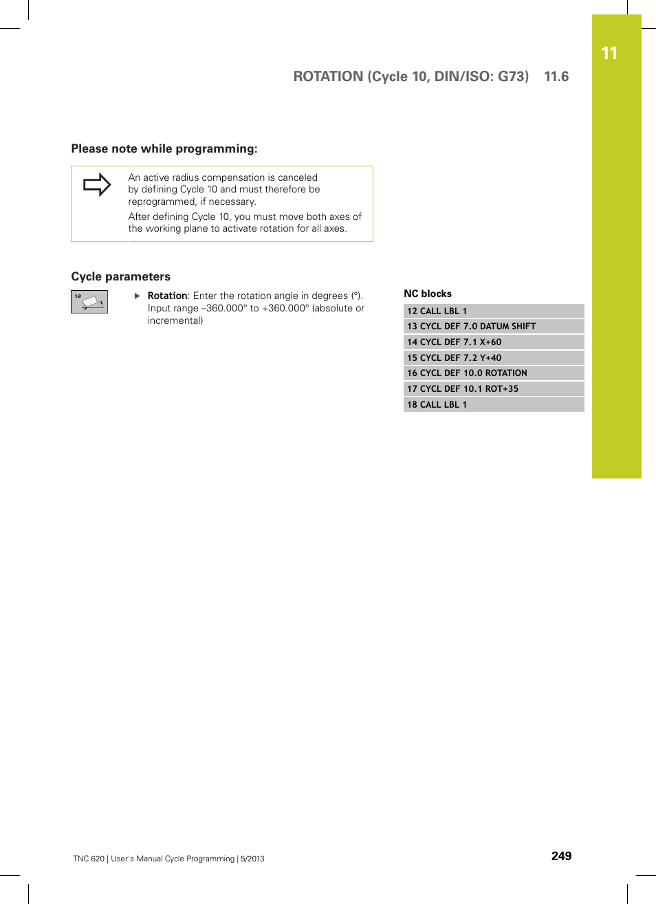 Please note while programming, Cycle parameters | HEIDENHAIN TNC 620 (34056x-04) Cycle programming User Manual | Page 249 / 468