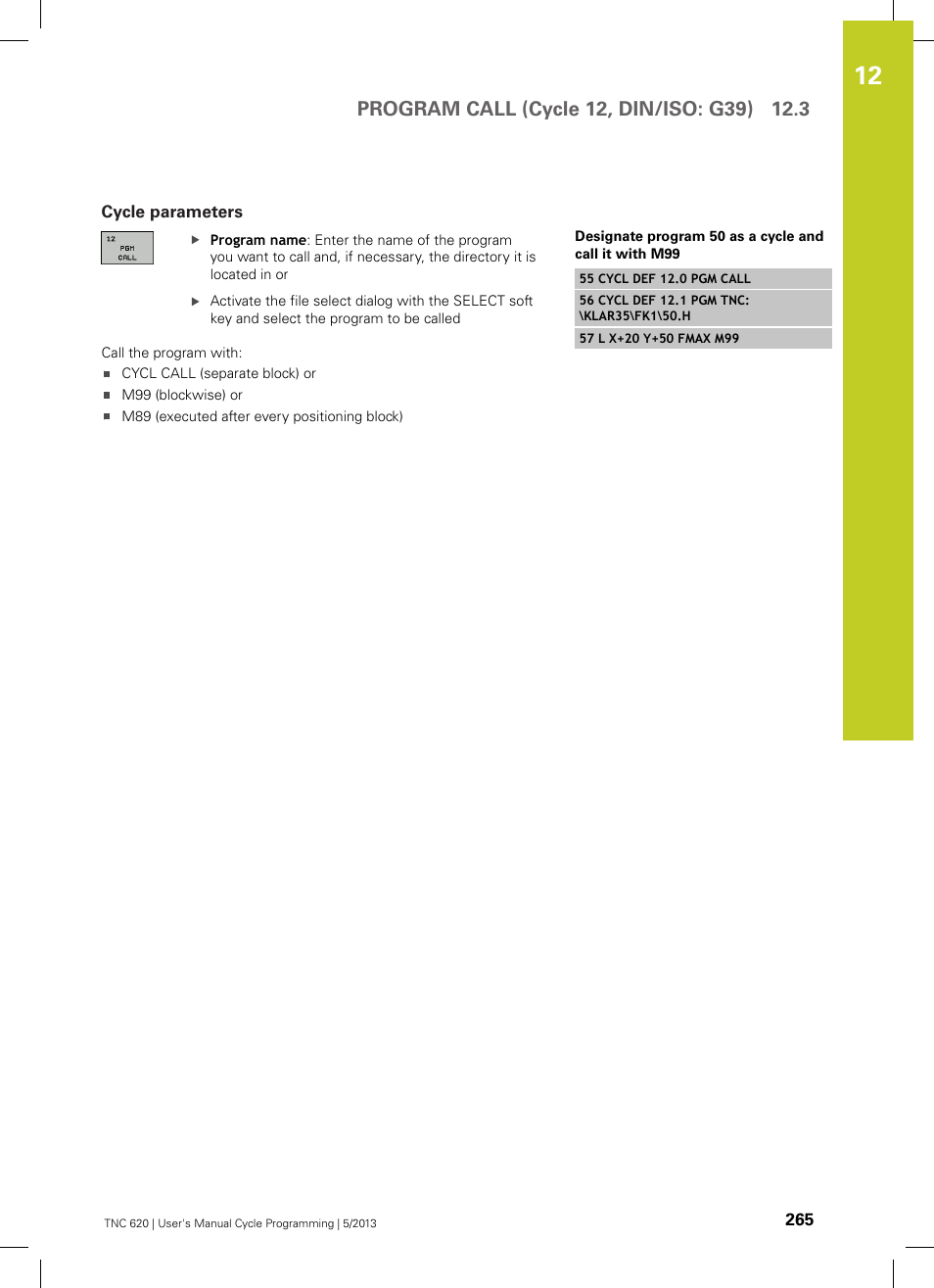 Cycle parameters | HEIDENHAIN TNC 620 (34056x-04) Cycle programming User Manual | Page 265 / 468