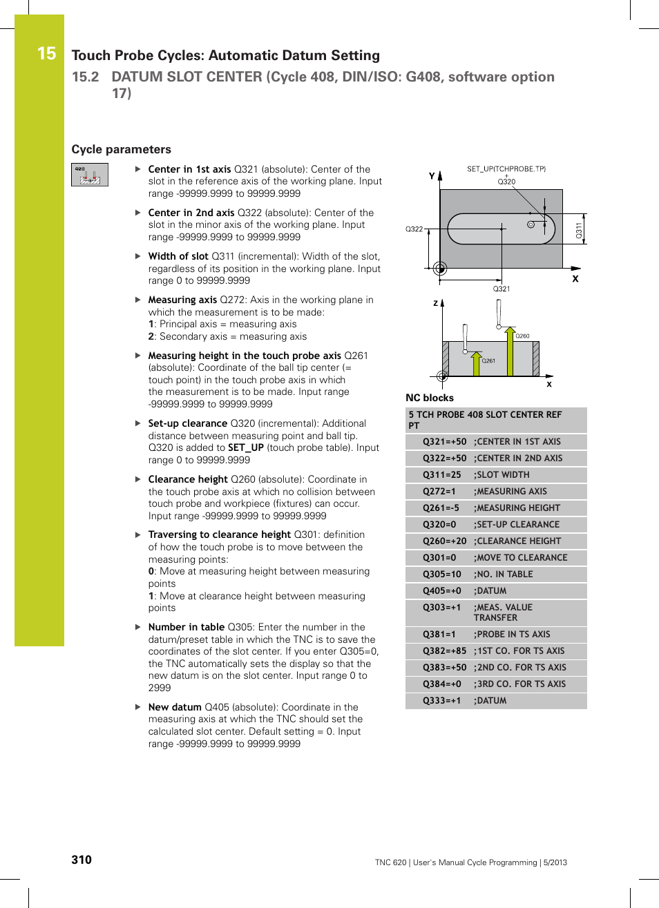 Cycle parameters | HEIDENHAIN TNC 620 (34056x-04) Cycle programming User Manual | Page 310 / 468