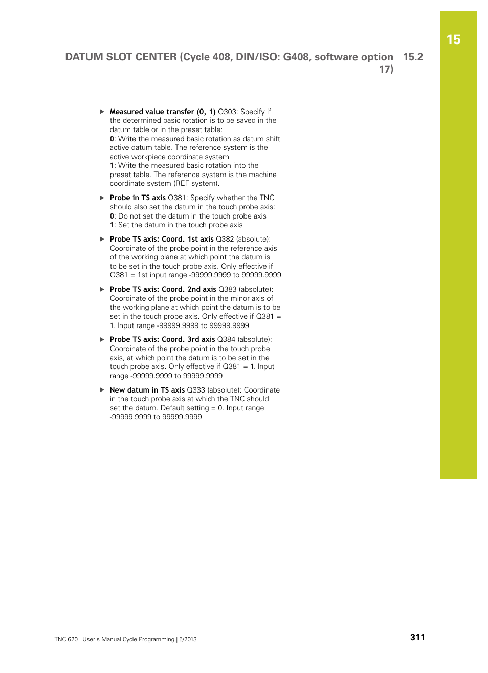 HEIDENHAIN TNC 620 (34056x-04) Cycle programming User Manual | Page 311 / 468