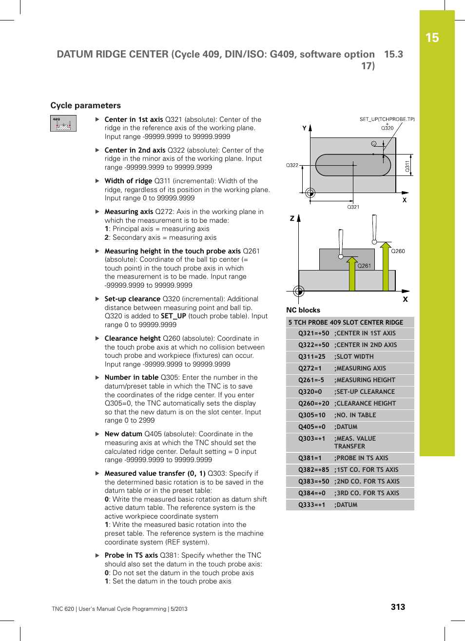 Cycle parameters | HEIDENHAIN TNC 620 (34056x-04) Cycle programming User Manual | Page 313 / 468