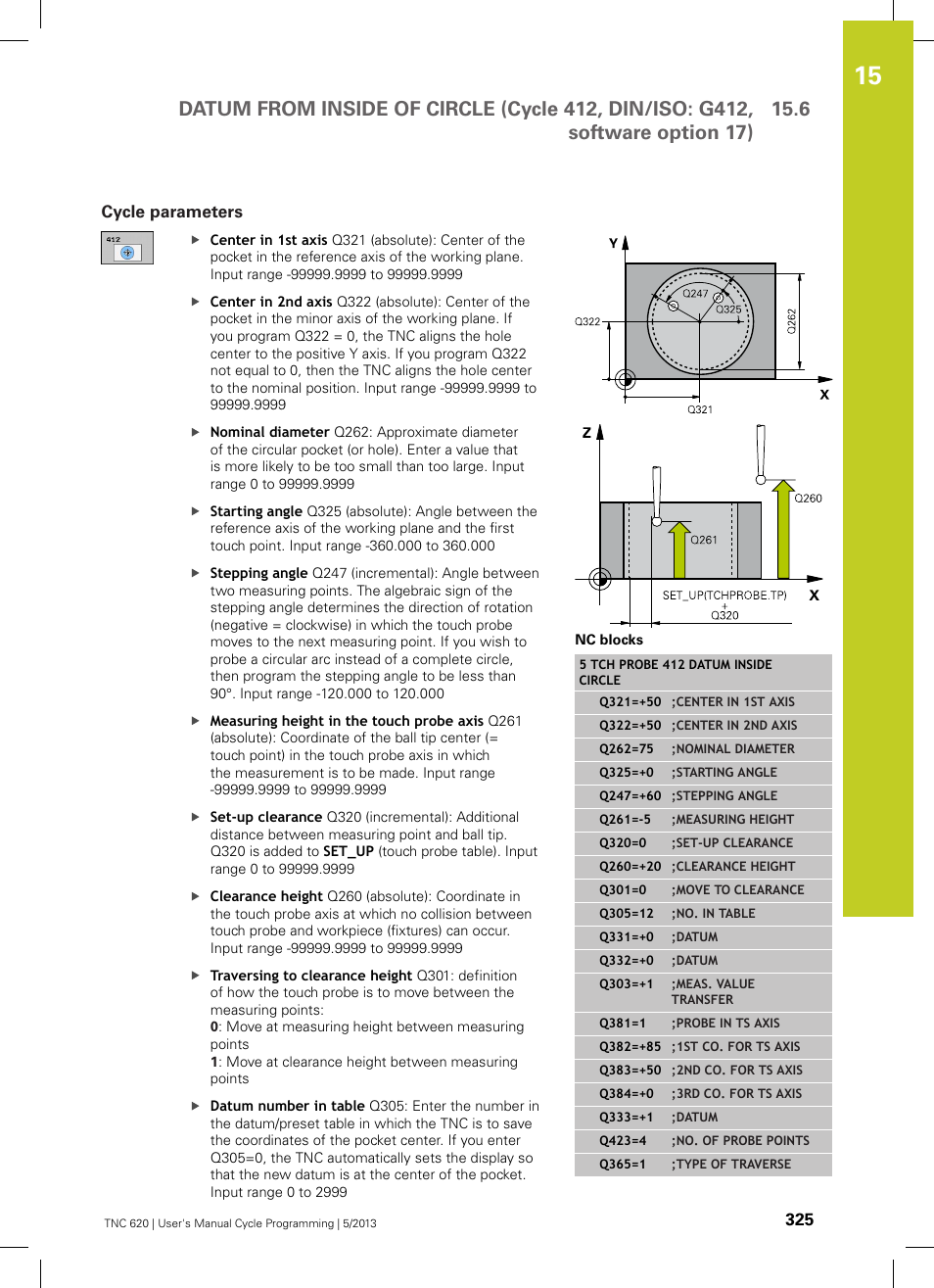 Cycle parameters | HEIDENHAIN TNC 620 (34056x-04) Cycle programming User Manual | Page 325 / 468