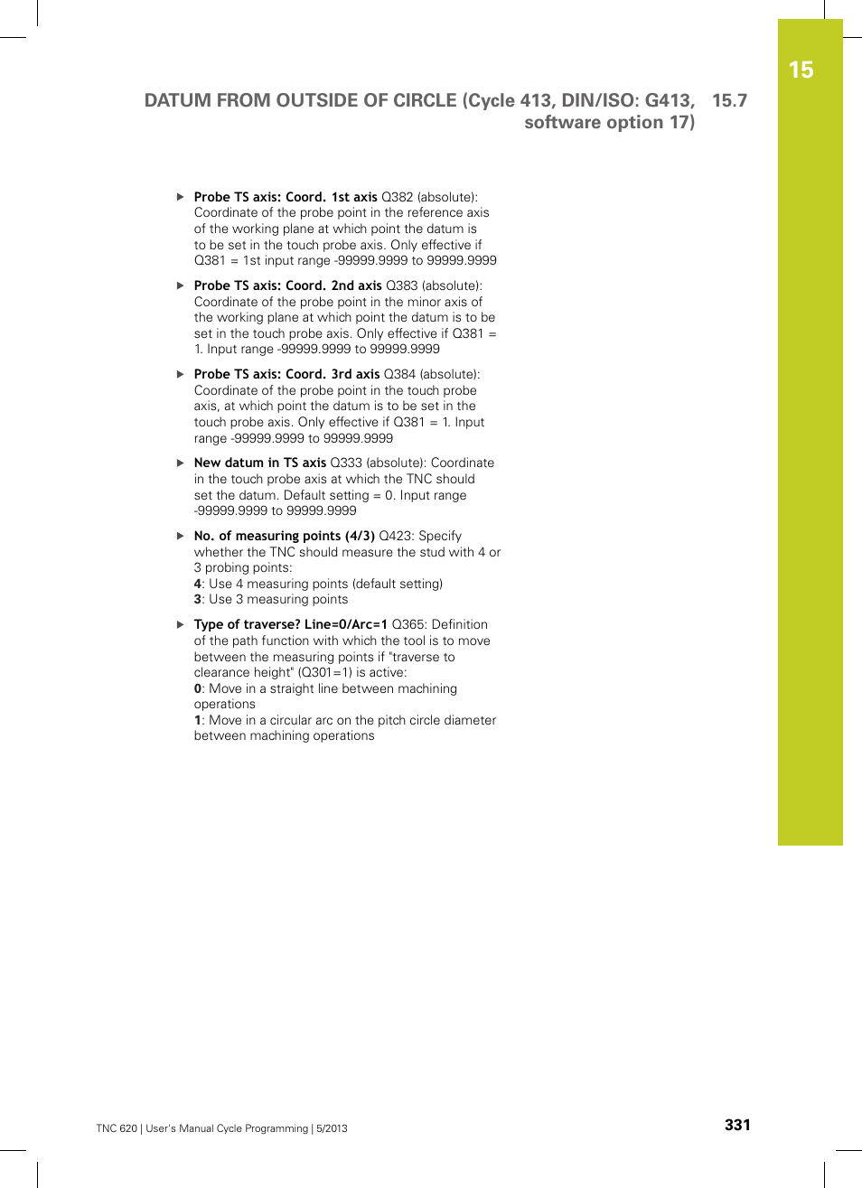 HEIDENHAIN TNC 620 (34056x-04) Cycle programming User Manual | Page 331 / 468