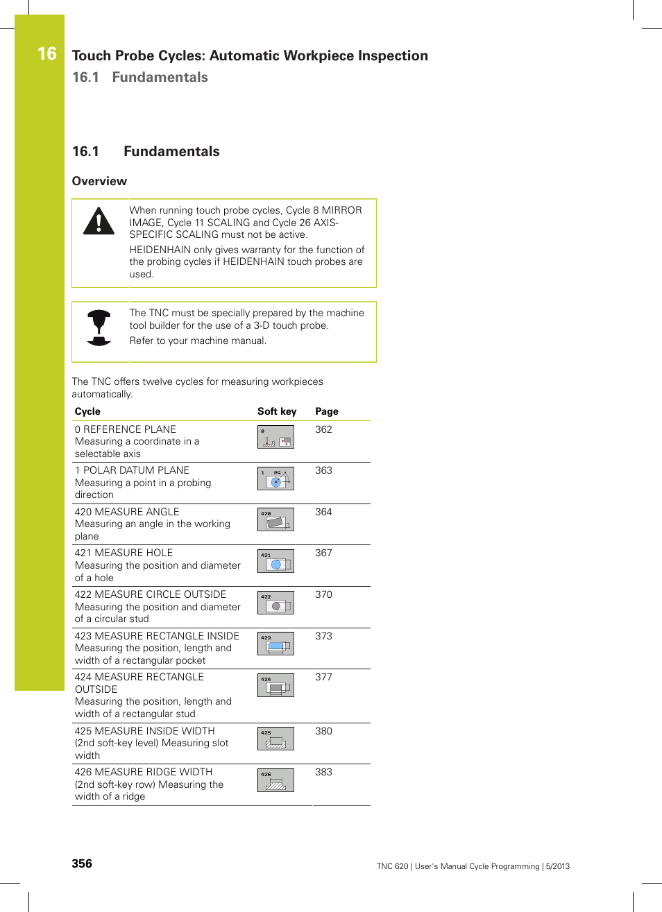 1 fundamentals, Overview, Fundamentals | HEIDENHAIN TNC 620 (34056x-04) Cycle programming User Manual | Page 356 / 468