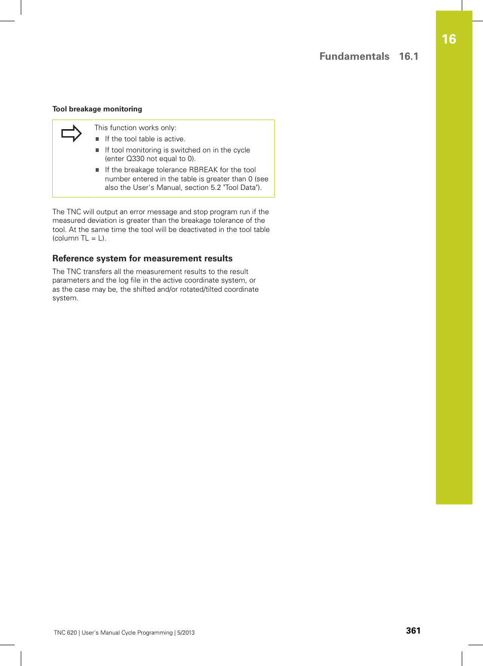 Reference system for measurement results, Fundamentals 16.1 | HEIDENHAIN TNC 620 (34056x-04) Cycle programming User Manual | Page 361 / 468