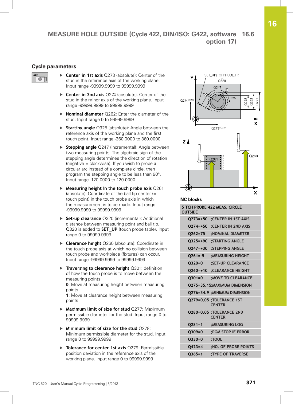 Cycle parameters | HEIDENHAIN TNC 620 (34056x-04) Cycle programming User Manual | Page 371 / 468