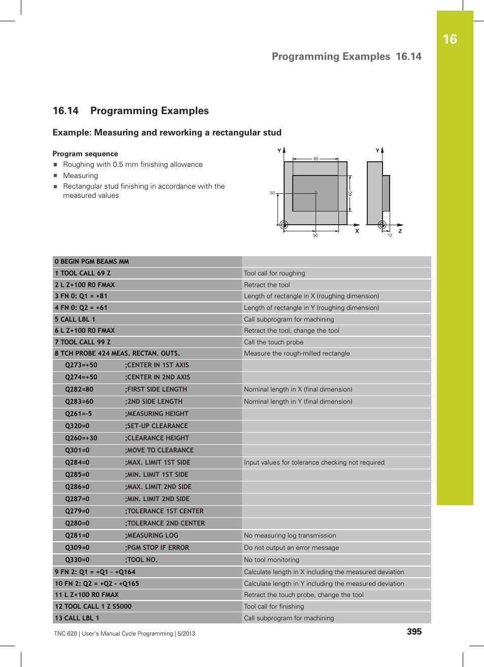 14 programming examples, Programming examples, Programming examples 16.14 | HEIDENHAIN TNC 620 (34056x-04) Cycle programming User Manual | Page 395 / 468