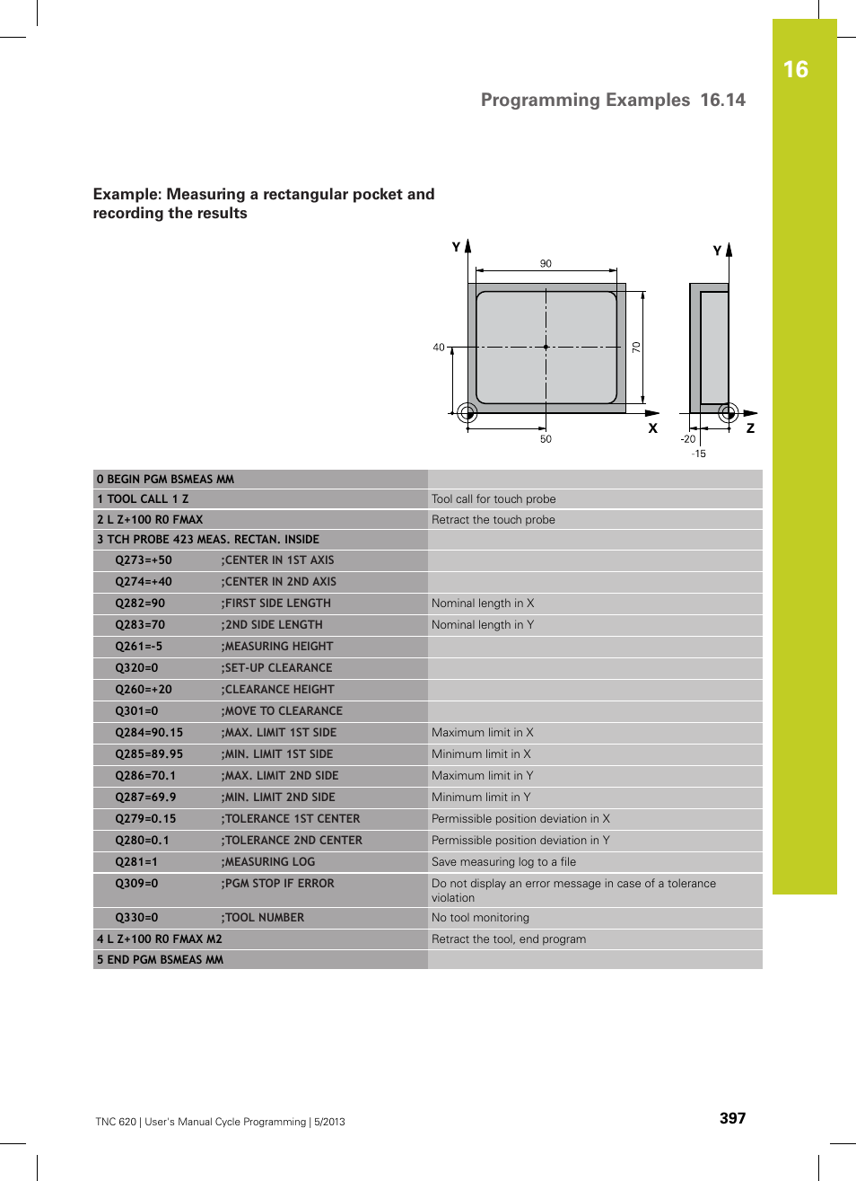 Programming examples 16.14 | HEIDENHAIN TNC 620 (34056x-04) Cycle programming User Manual | Page 397 / 468