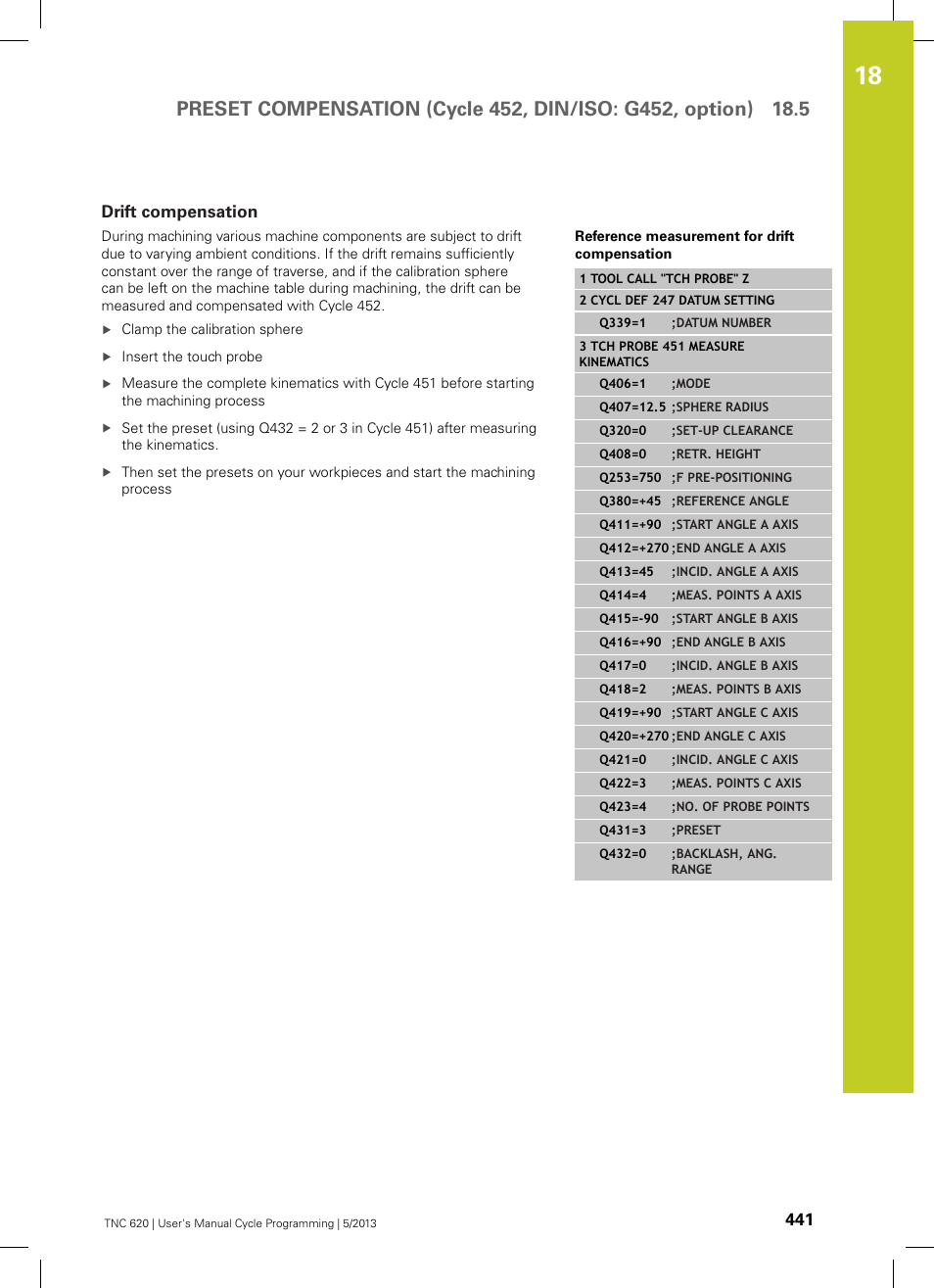 Drift compensation | HEIDENHAIN TNC 620 (34056x-04) Cycle programming User Manual | Page 441 / 468