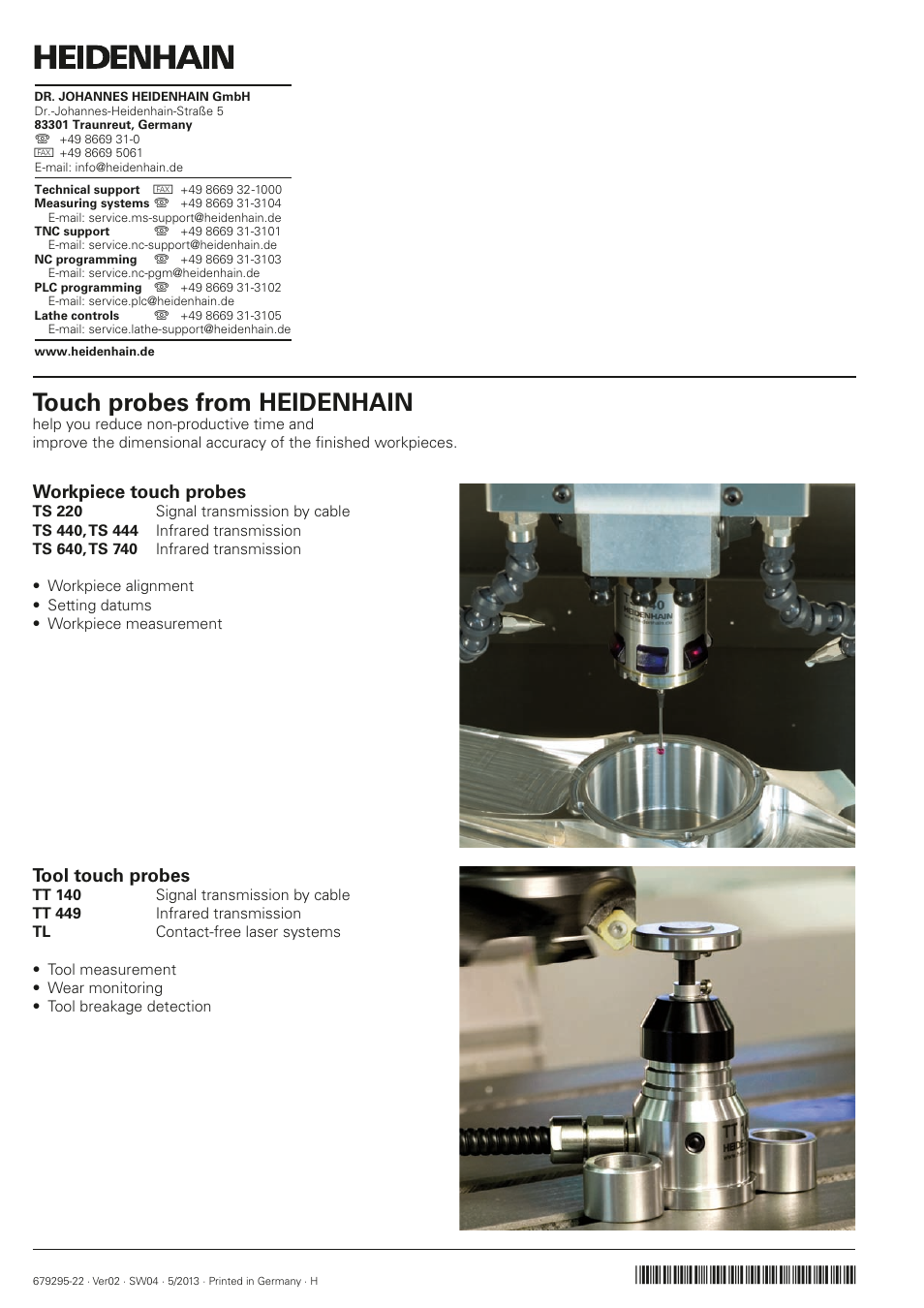 Touch probes from heidenhain, Workpiece touch probes, Tool touch probes | HEIDENHAIN TNC 620 (34056x-04) Cycle programming User Manual | Page 468 / 468
