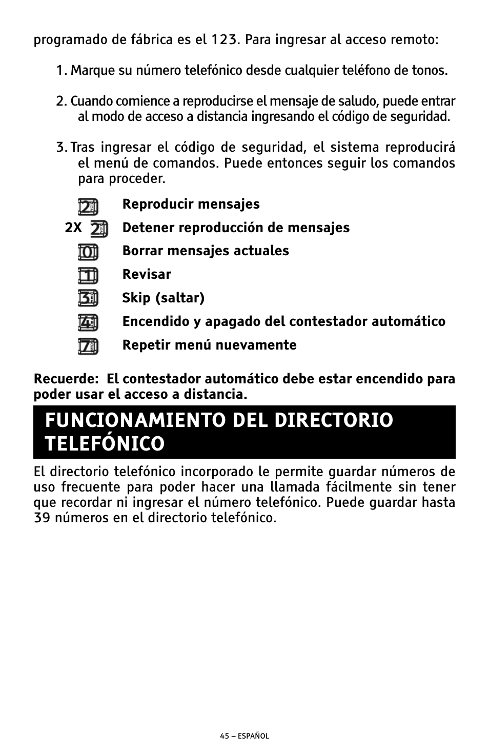 Funcionamiento del directorio telefónico | ClearSounds AMPLIFIED FREEDOM PHONE WITH FULL CLEARDIGITAL POWER CSC1000 User Manual | Page 105 / 180