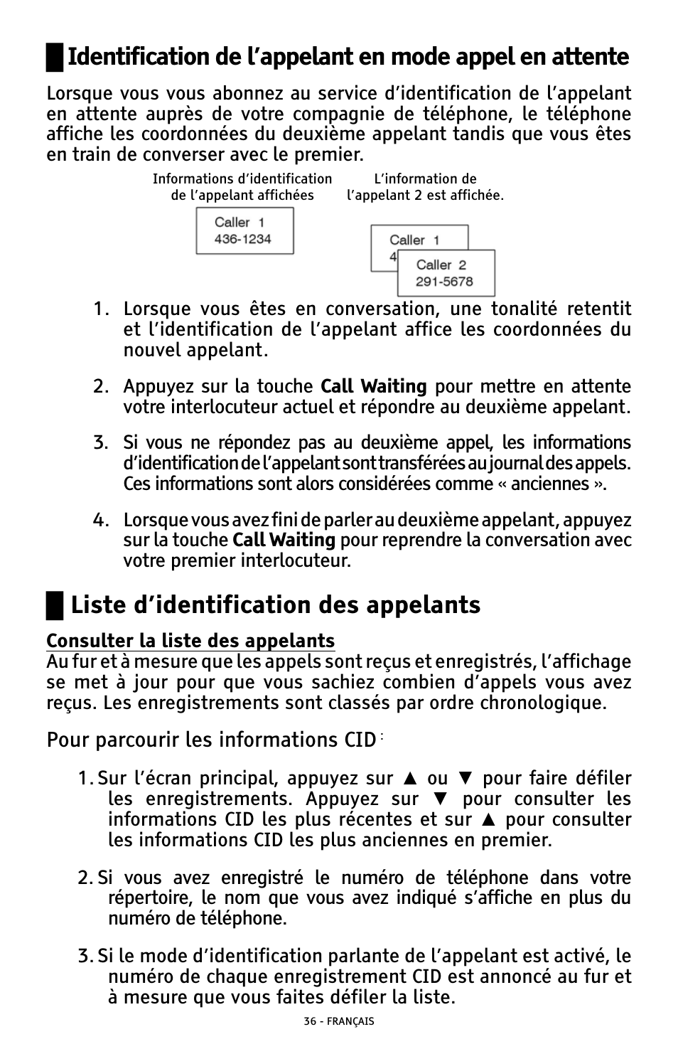 Ű liste d’identification des appelants | ClearSounds AMPLIFIED FREEDOM PHONE WITH FULL CLEARDIGITAL POWER CSC1000 User Manual | Page 156 / 180