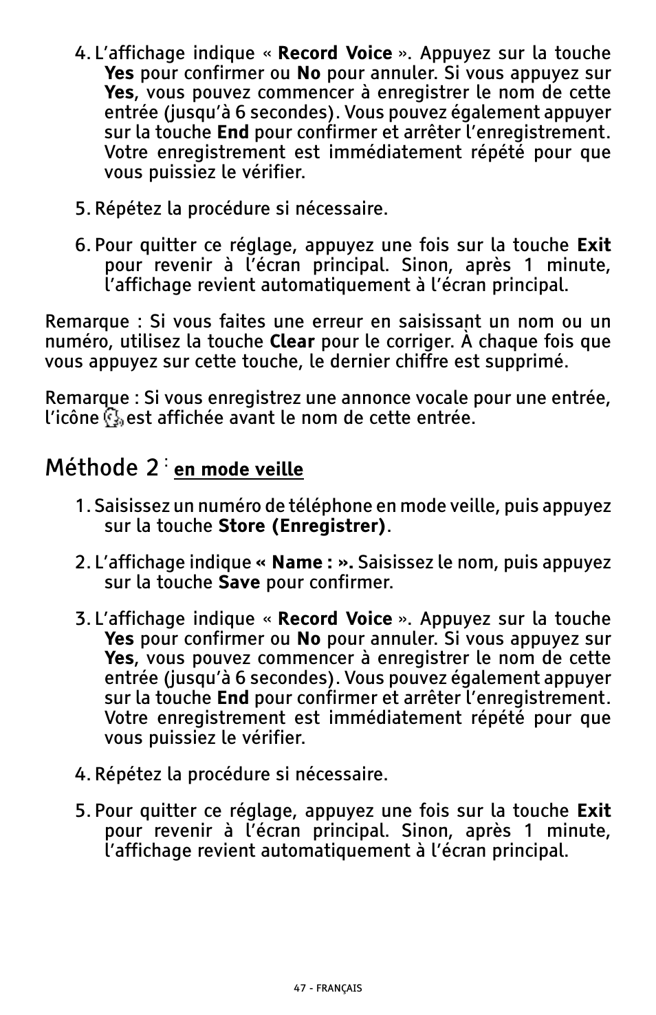 Méthode 2 | ClearSounds AMPLIFIED FREEDOM PHONE WITH FULL CLEARDIGITAL POWER CSC1000 User Manual | Page 167 / 180
