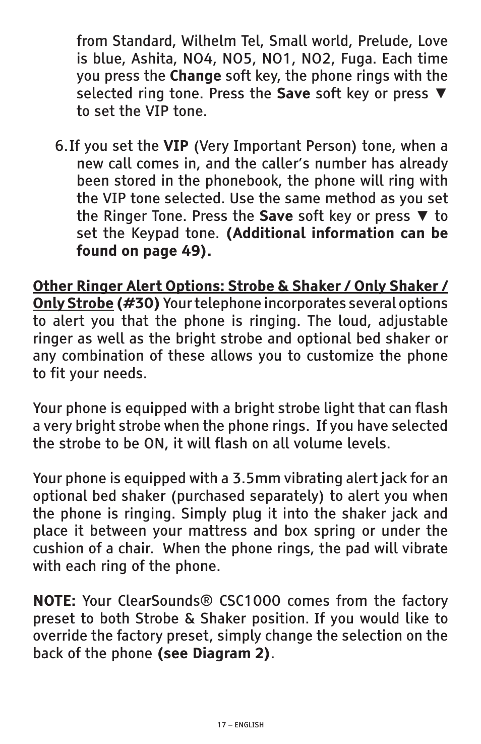 ClearSounds AMPLIFIED FREEDOM PHONE WITH FULL CLEARDIGITAL POWER CSC1000 User Manual | Page 17 / 180