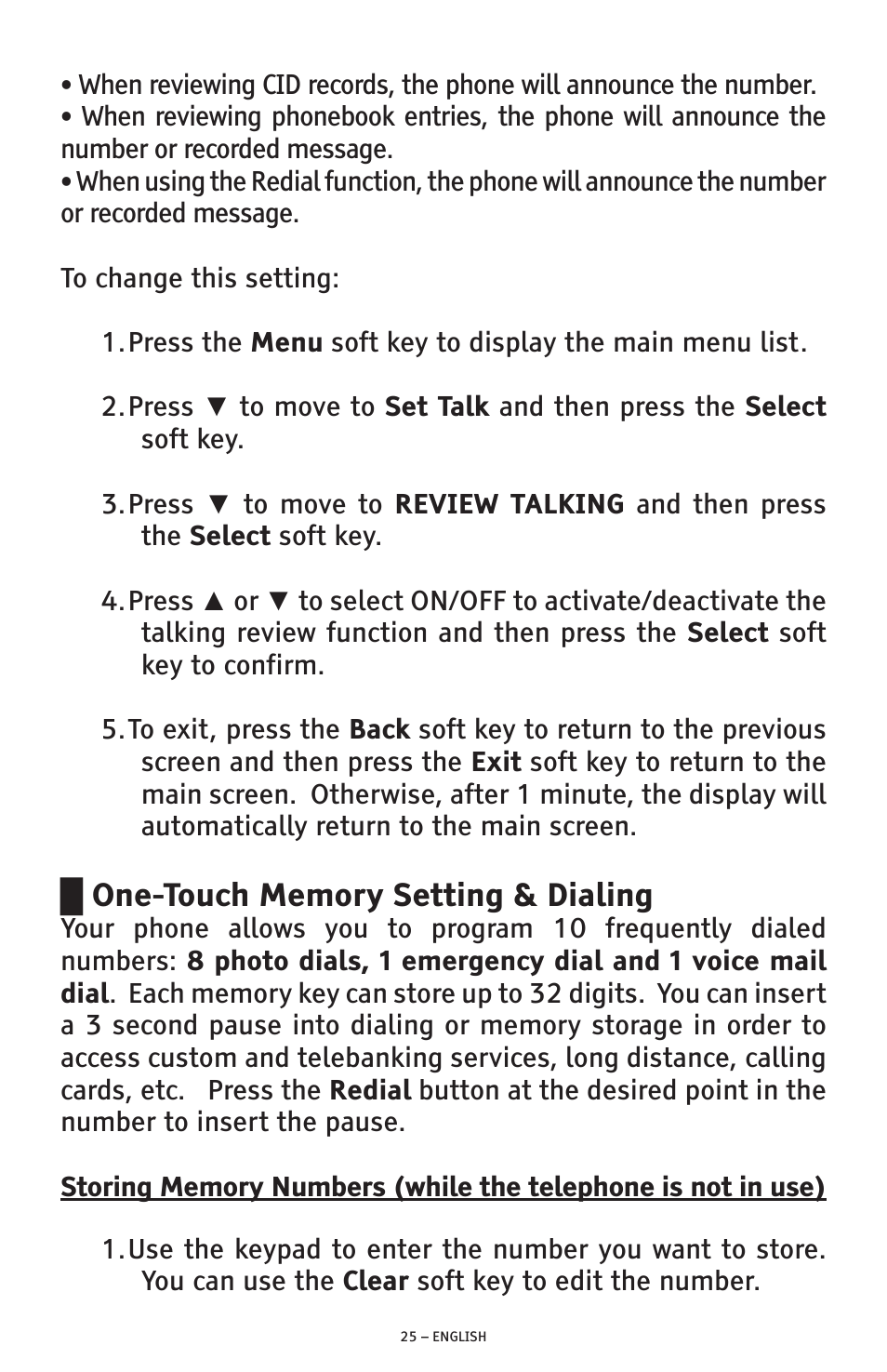 ClearSounds AMPLIFIED FREEDOM PHONE WITH FULL CLEARDIGITAL POWER CSC1000 User Manual | Page 25 / 180