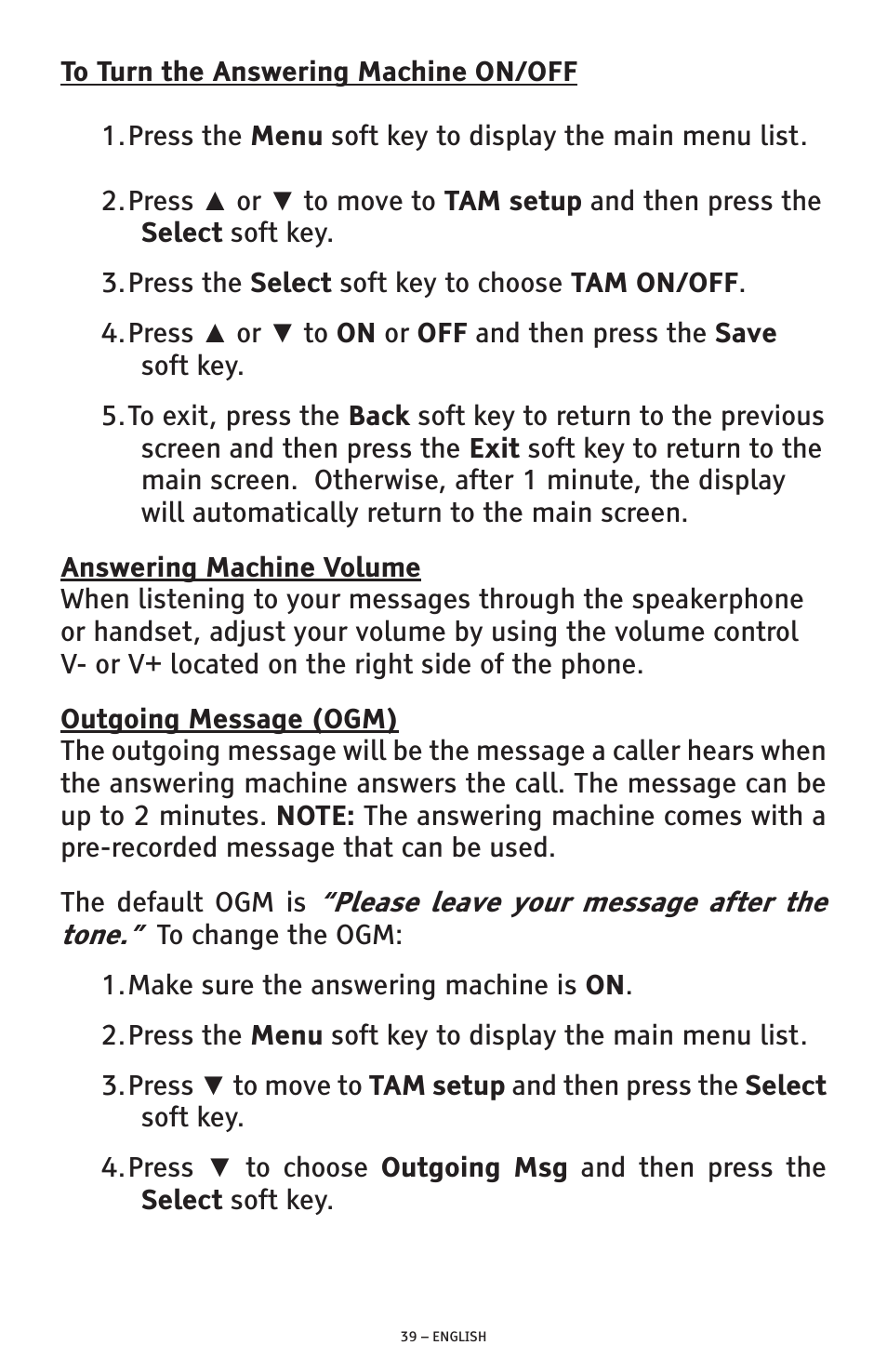 ClearSounds AMPLIFIED FREEDOM PHONE WITH FULL CLEARDIGITAL POWER CSC1000 User Manual | Page 39 / 180