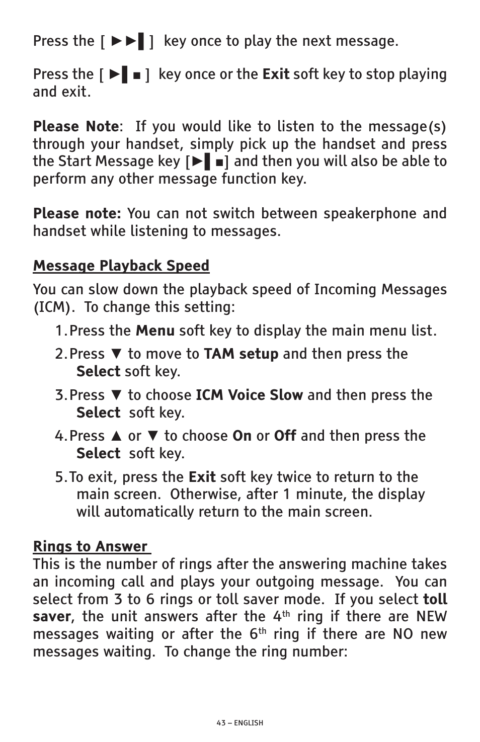 ClearSounds AMPLIFIED FREEDOM PHONE WITH FULL CLEARDIGITAL POWER CSC1000 User Manual | Page 43 / 180