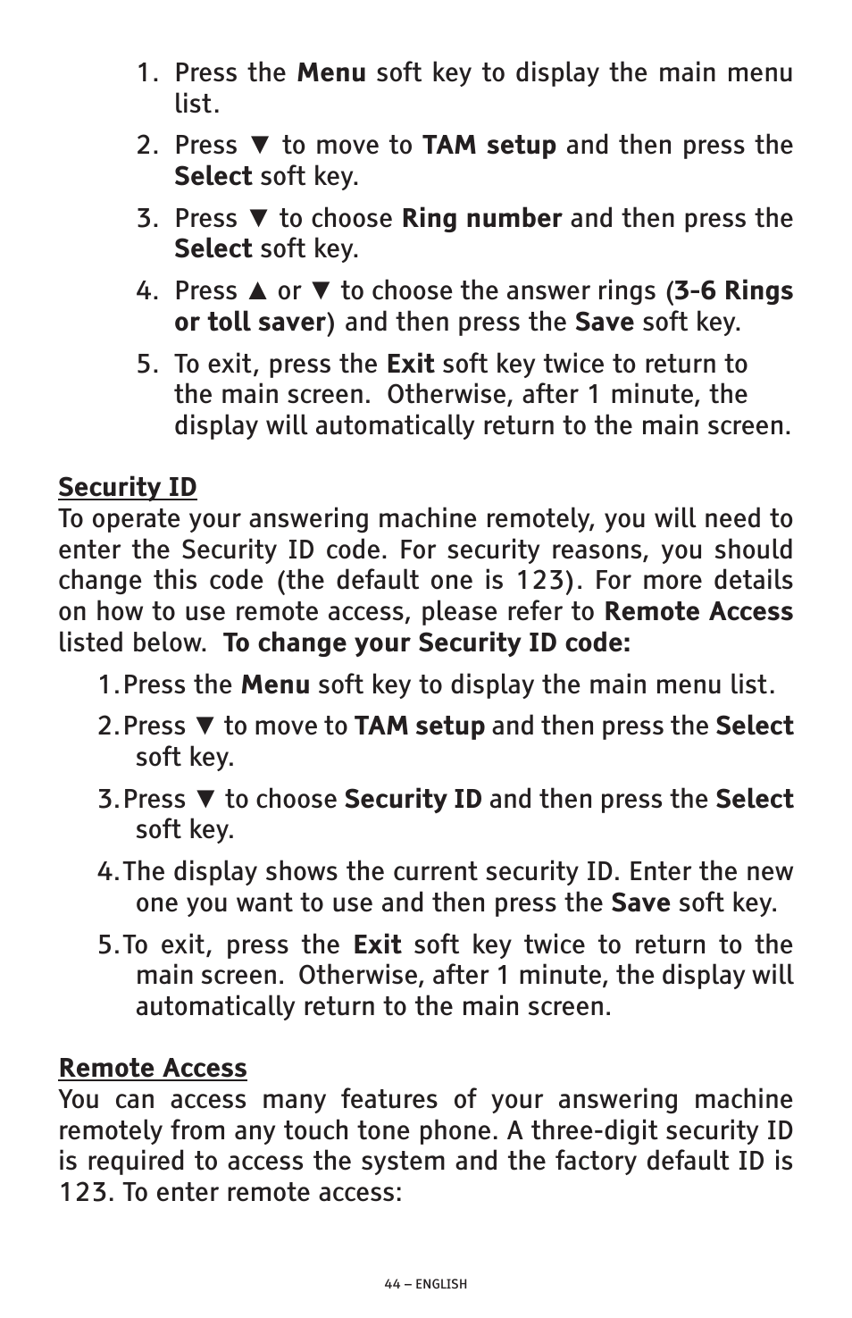 ClearSounds AMPLIFIED FREEDOM PHONE WITH FULL CLEARDIGITAL POWER CSC1000 User Manual | Page 44 / 180