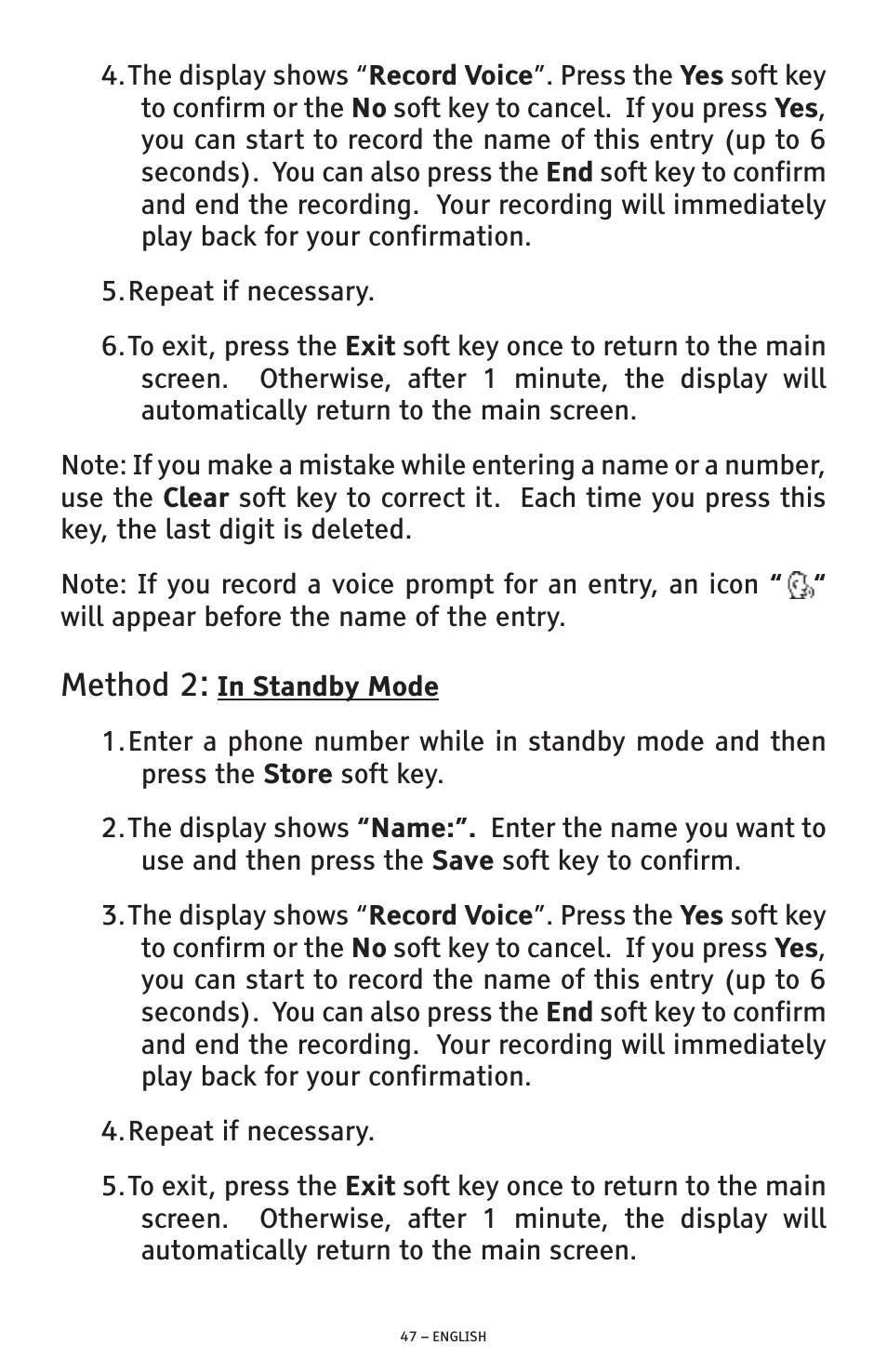 Method 2 | ClearSounds AMPLIFIED FREEDOM PHONE WITH FULL CLEARDIGITAL POWER CSC1000 User Manual | Page 47 / 180