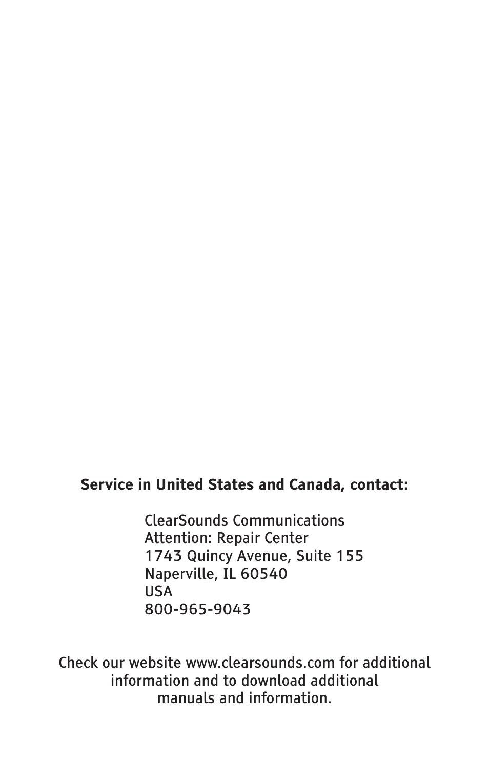 ClearSounds AMPLIFIED FREEDOM PHONE WITH FULL CLEARDIGITAL POWER CSC1000 User Manual | Page 60 / 180