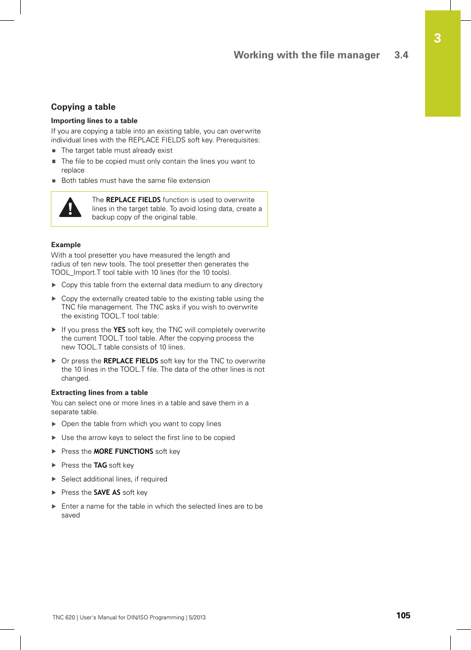 Copying a table, Working with the file manager 3.4 | HEIDENHAIN TNC 620 (34056x-04) ISO programming User Manual | Page 105 / 531