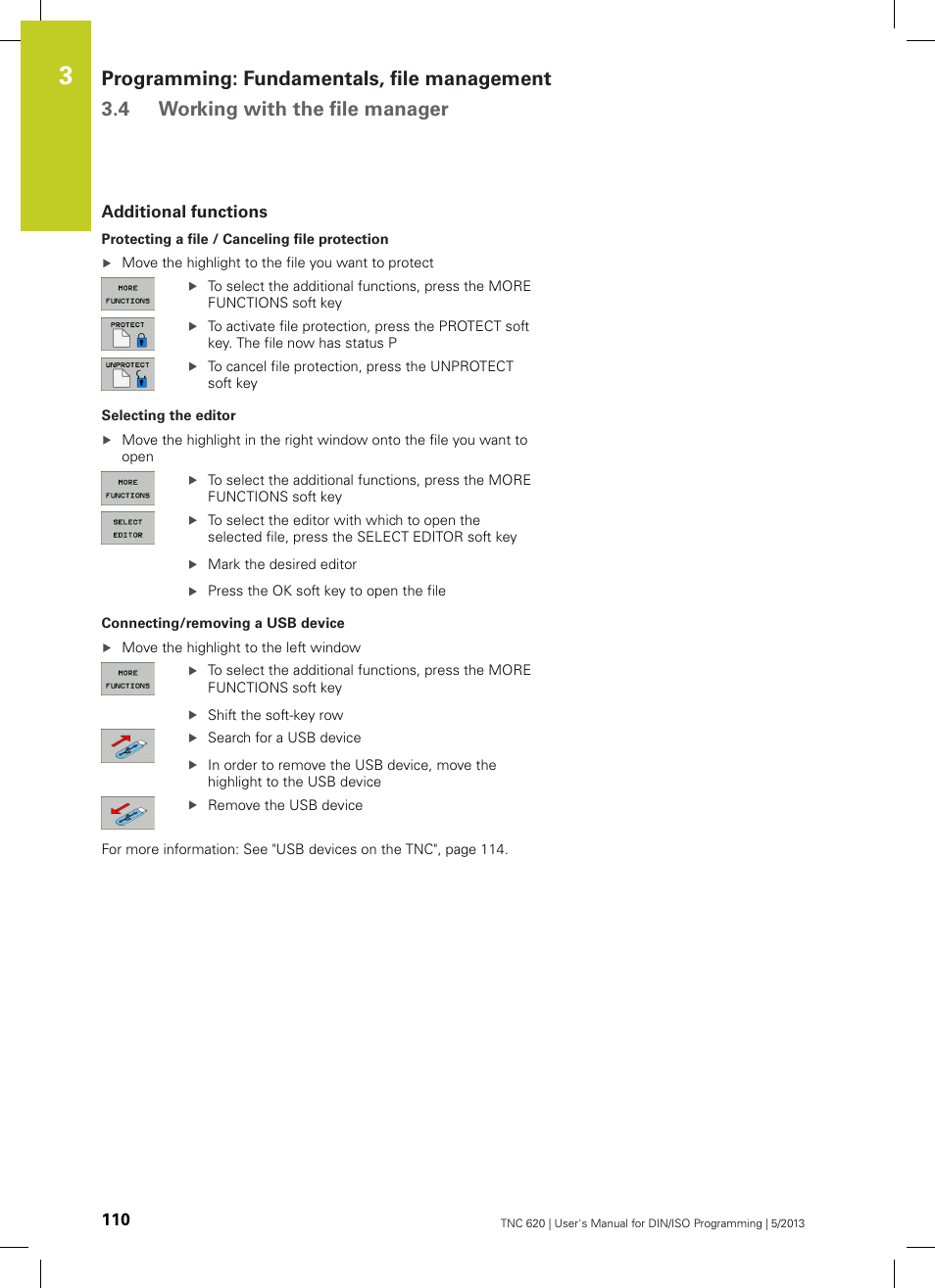 Additional functions | HEIDENHAIN TNC 620 (34056x-04) ISO programming User Manual | Page 110 / 531