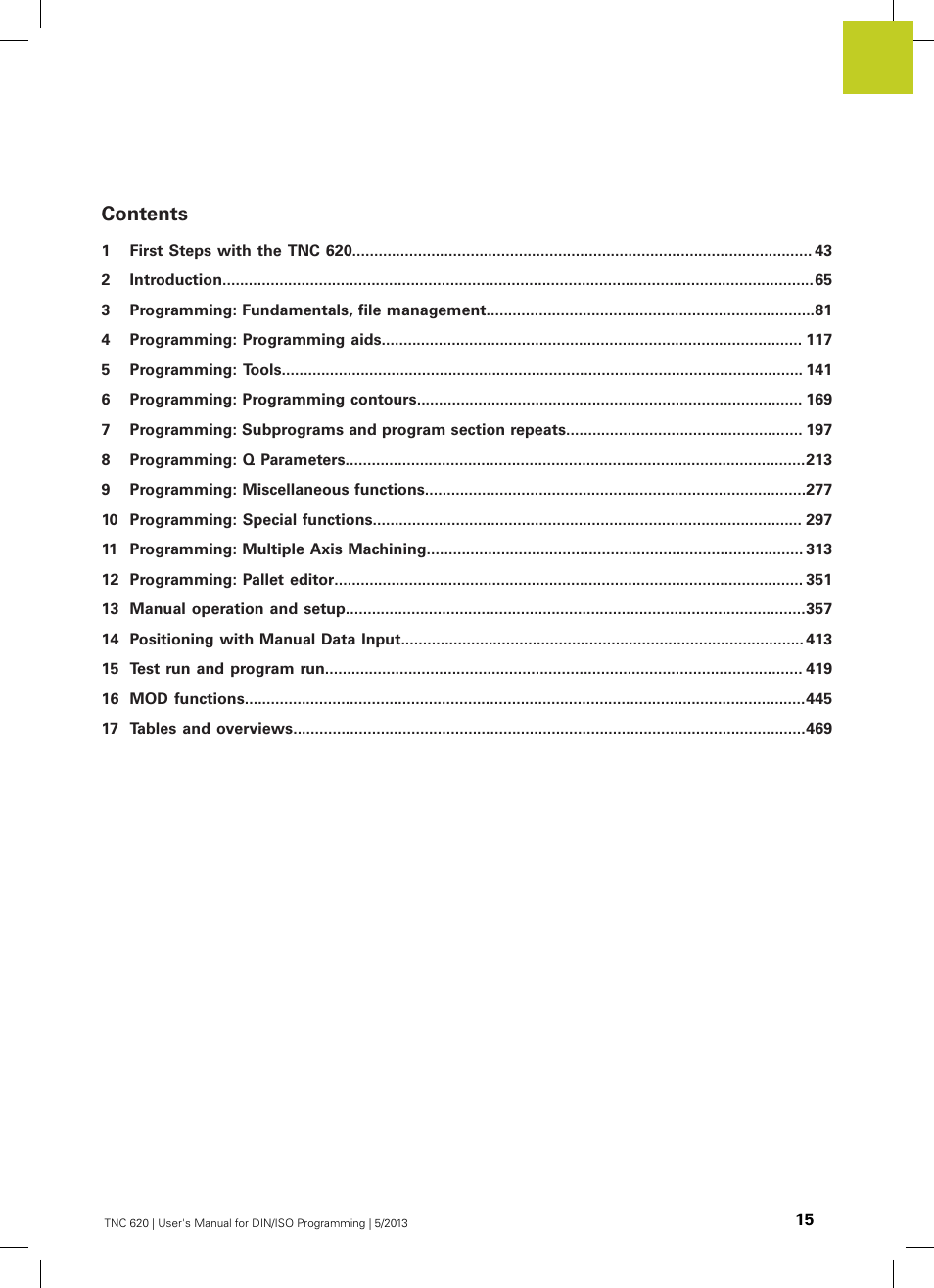 HEIDENHAIN TNC 620 (34056x-04) ISO programming User Manual | Page 15 / 531