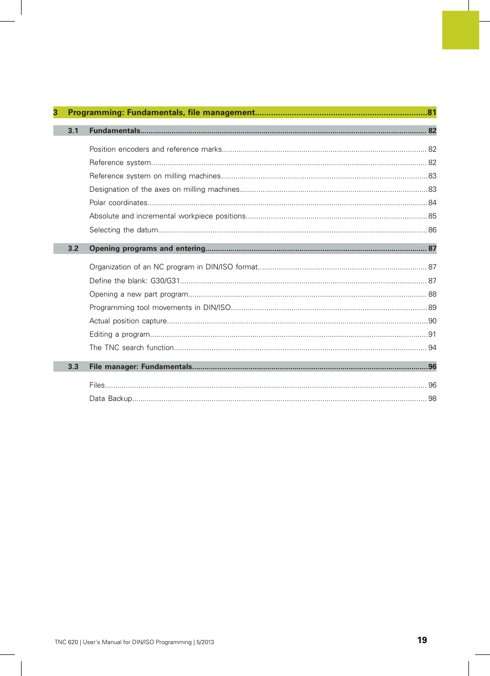 HEIDENHAIN TNC 620 (34056x-04) ISO programming User Manual | Page 19 / 531