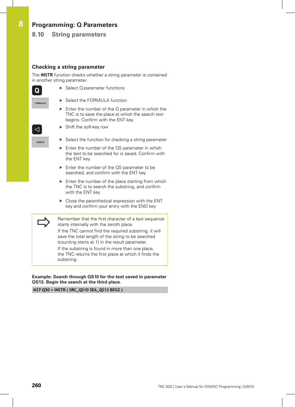 Checking a string parameter, Programming: q parameters 8.10 string parameters | HEIDENHAIN TNC 620 (34056x-04) ISO programming User Manual | Page 260 / 531